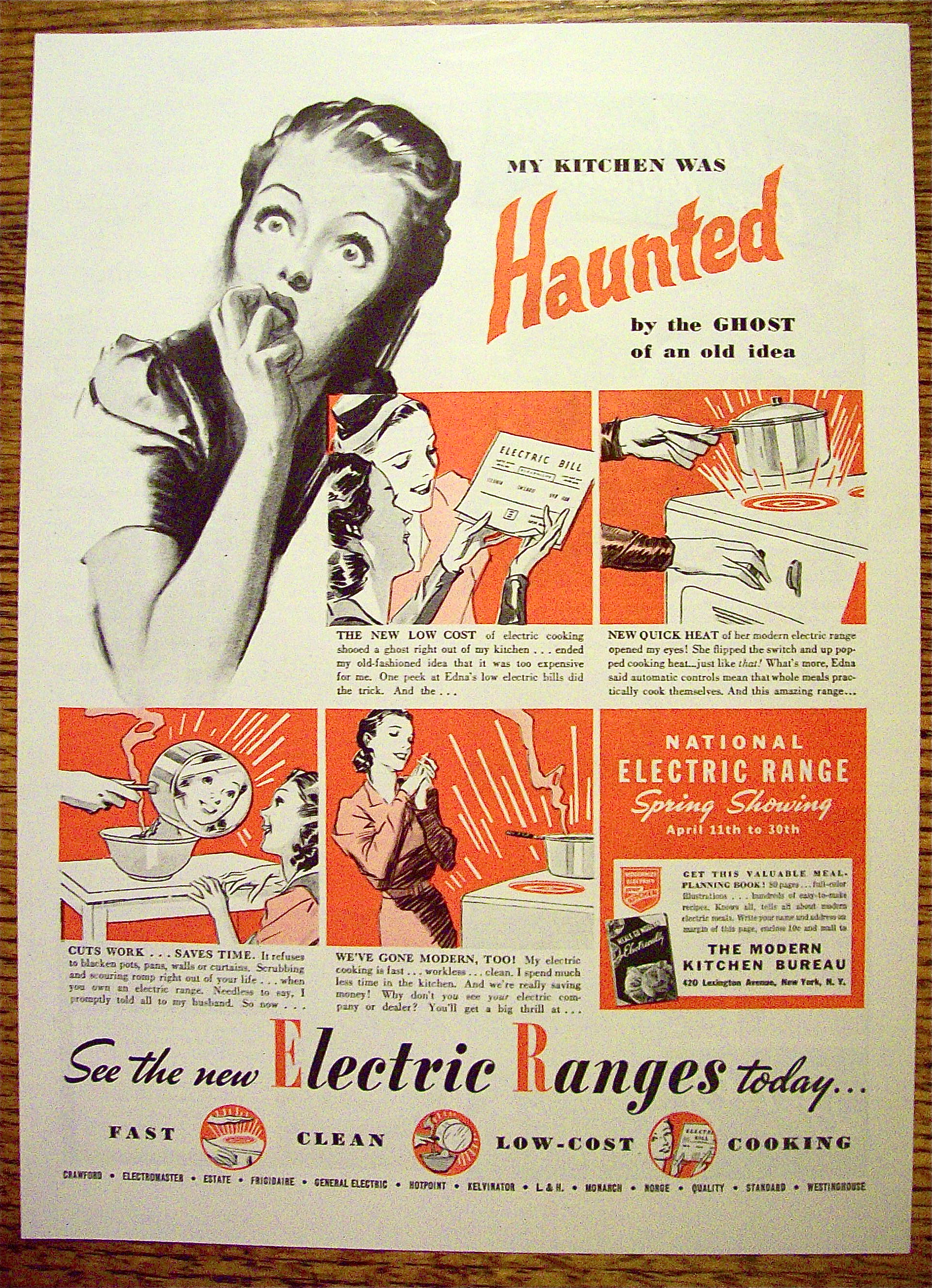 1938 National Electric Range with Woman Scared By Ghost