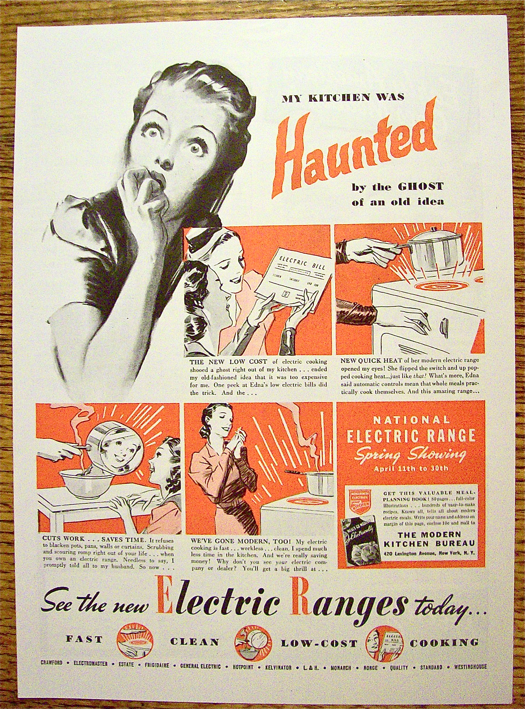 1938 National Electric Range with Woman Scared By Ghost