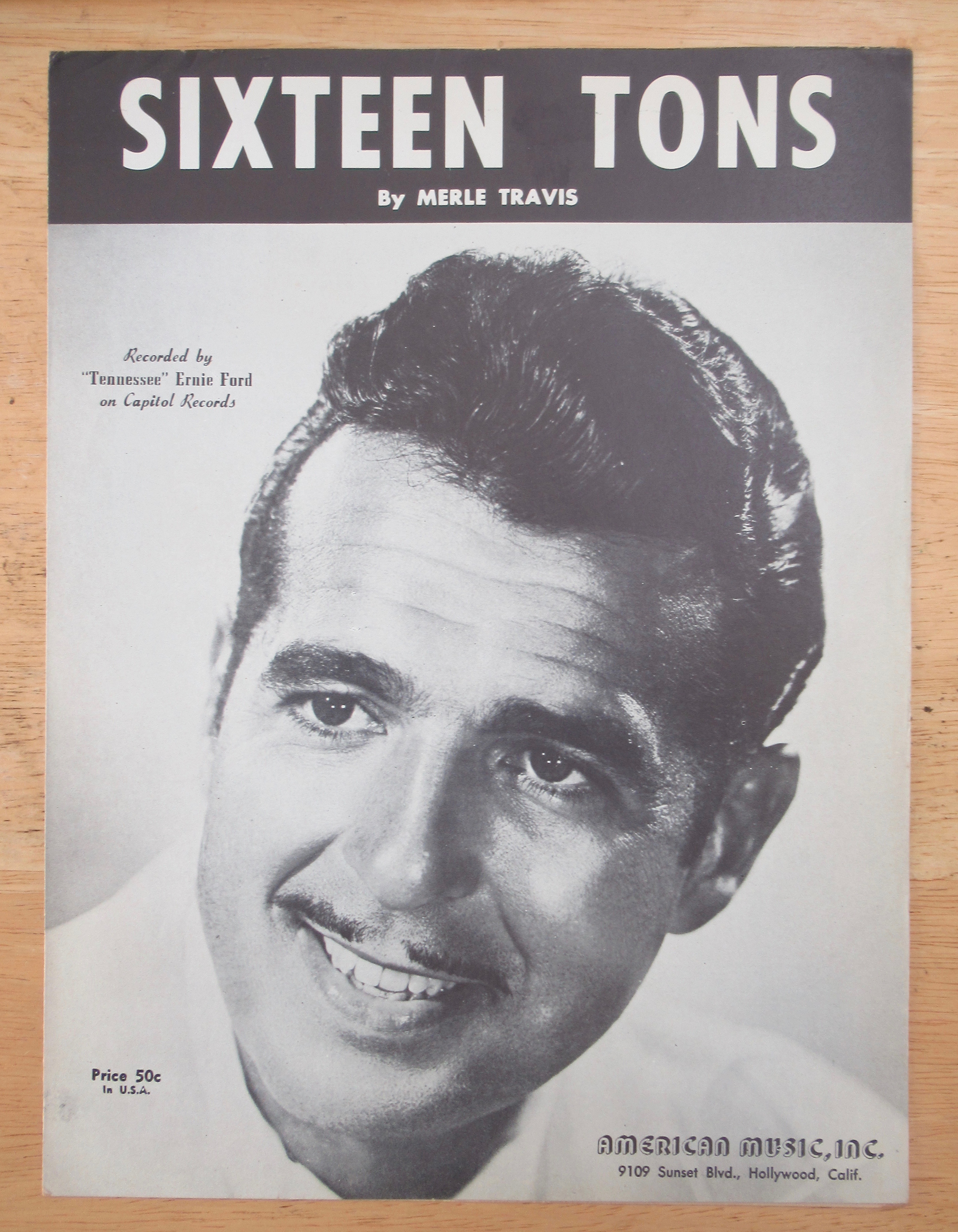 1947 Sixteen Tons Sheet Music (Ernie Ford Cover)