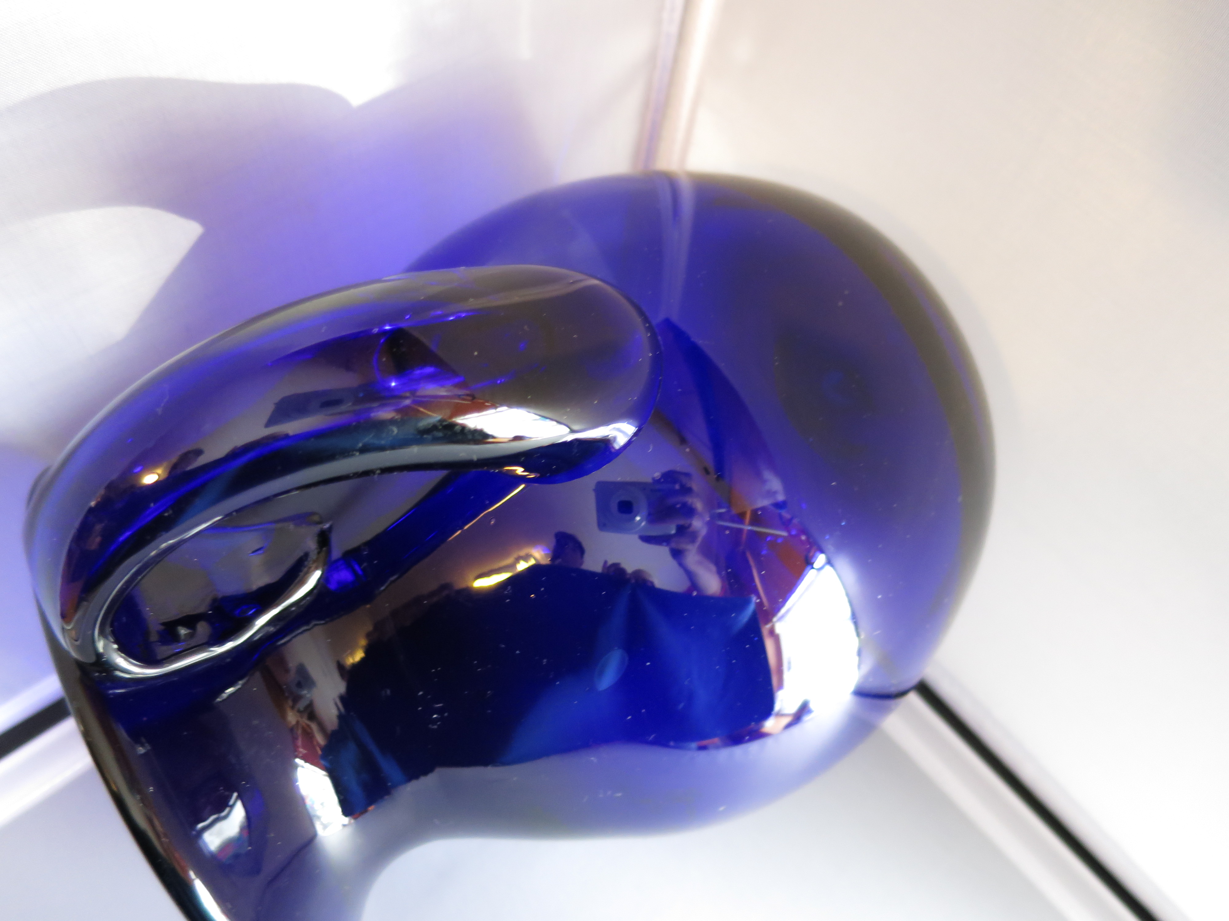 Cobalt Blue Pitcher Blown Glass Applied Handle