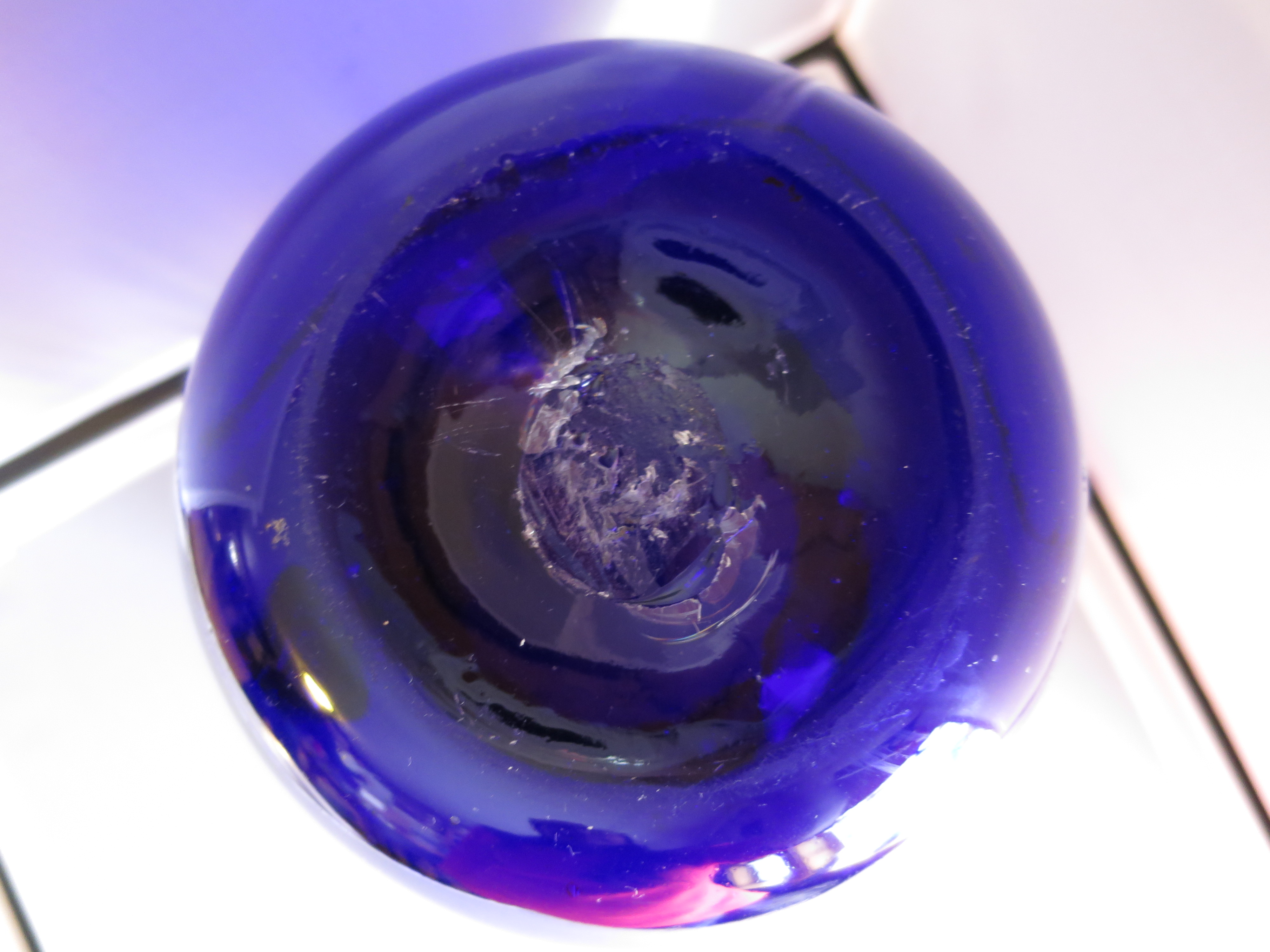 Cobalt Blue Pitcher Blown Glass Applied Handle