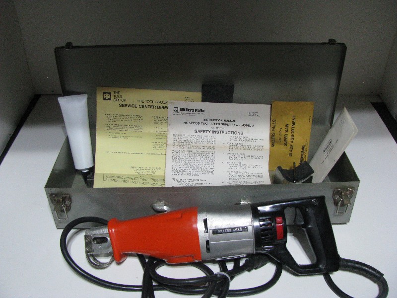 Vintage Millers Falls SP9550A Super Saw 2-Speed Reciprocating Saw with Metal Case & Manuals