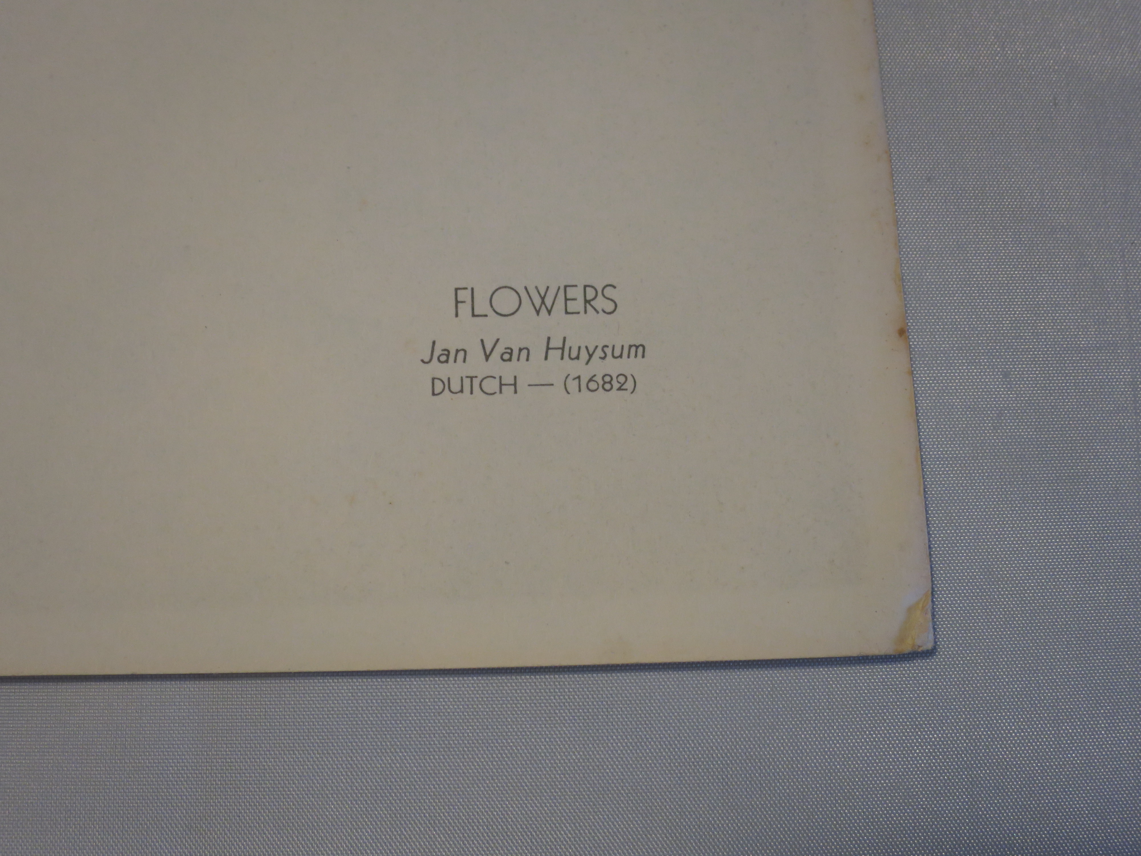 Flowers Jan Van Huysum Dutch 1682 Print 11 X 8 1/2 inch