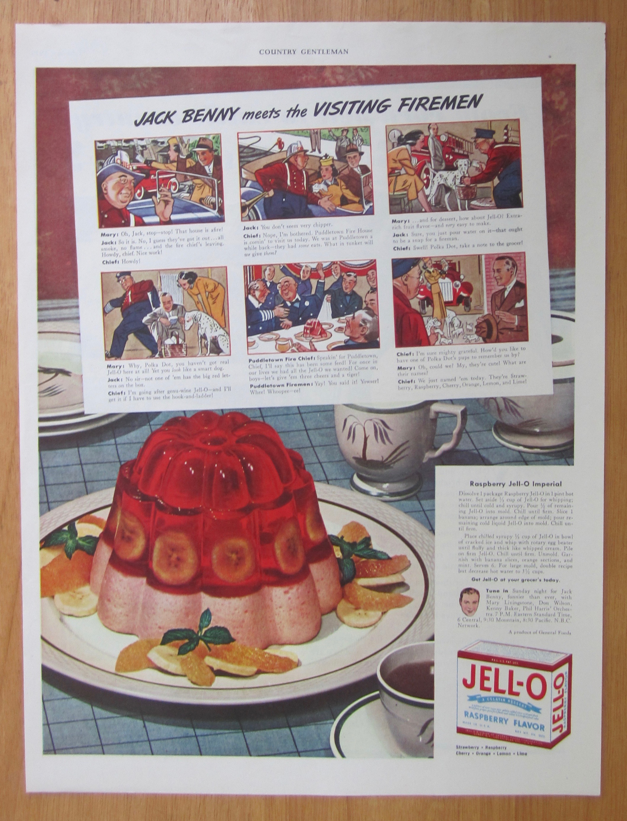 1939 Raspberry Jell-O w/ Jack Benny & Visiting Firemen