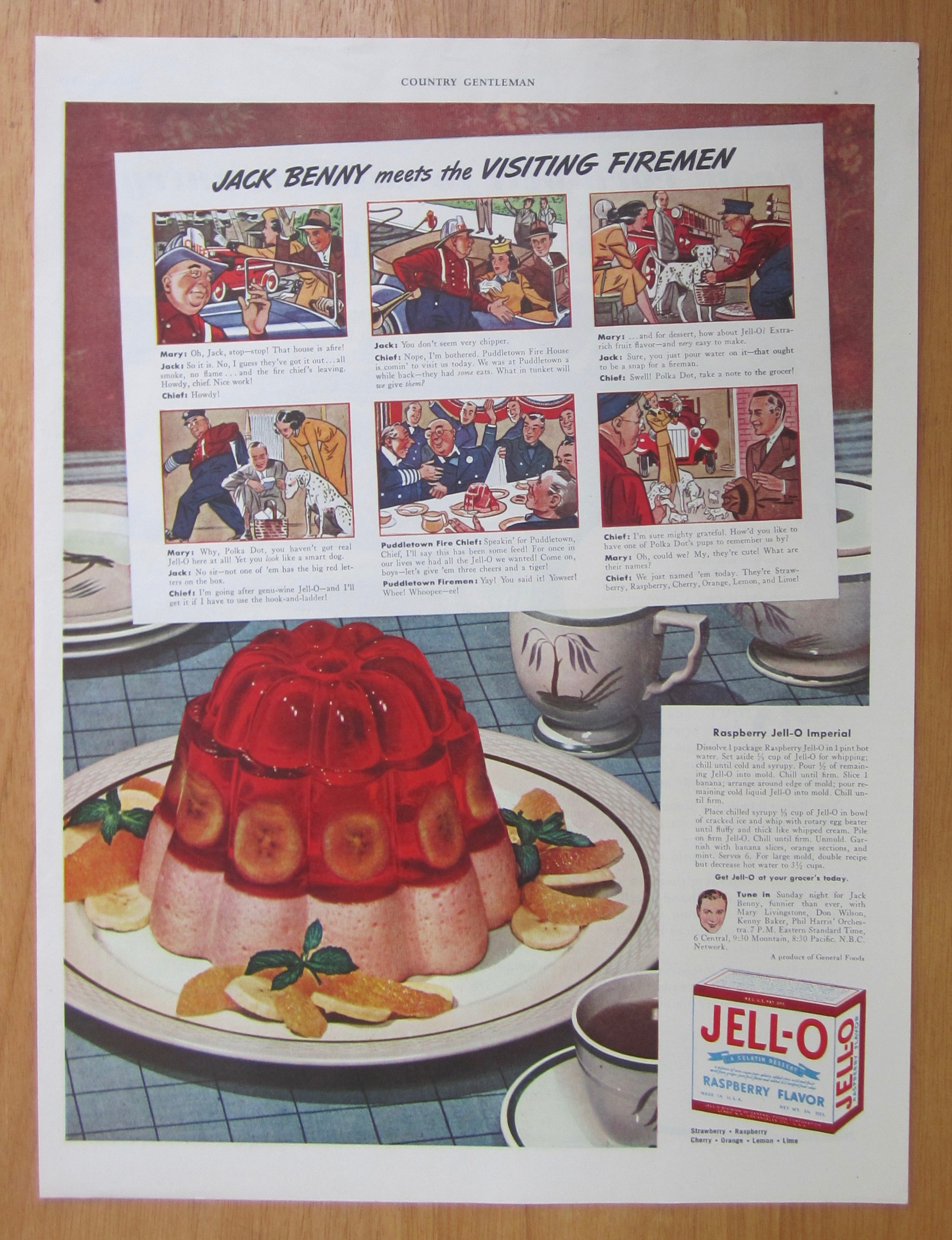 1939 Raspberry Jell-O w/ Jack Benny & Visiting Firemen