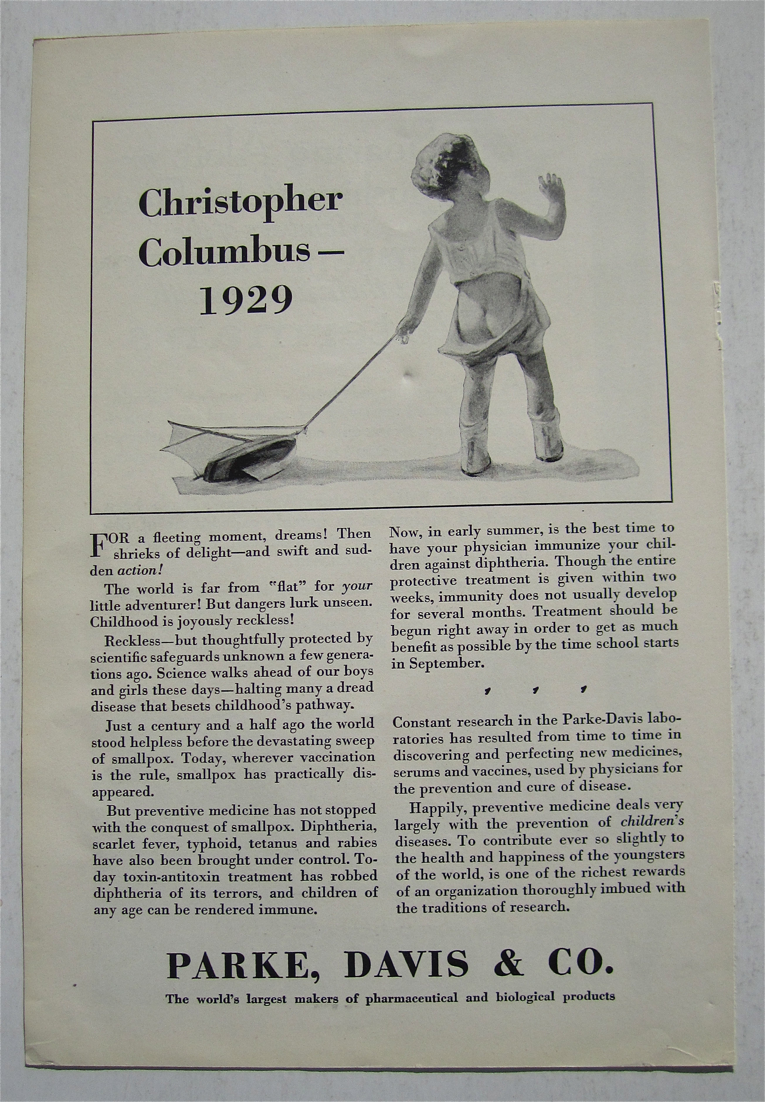 1929 Parke, Davis & Co with Christopher Columbus