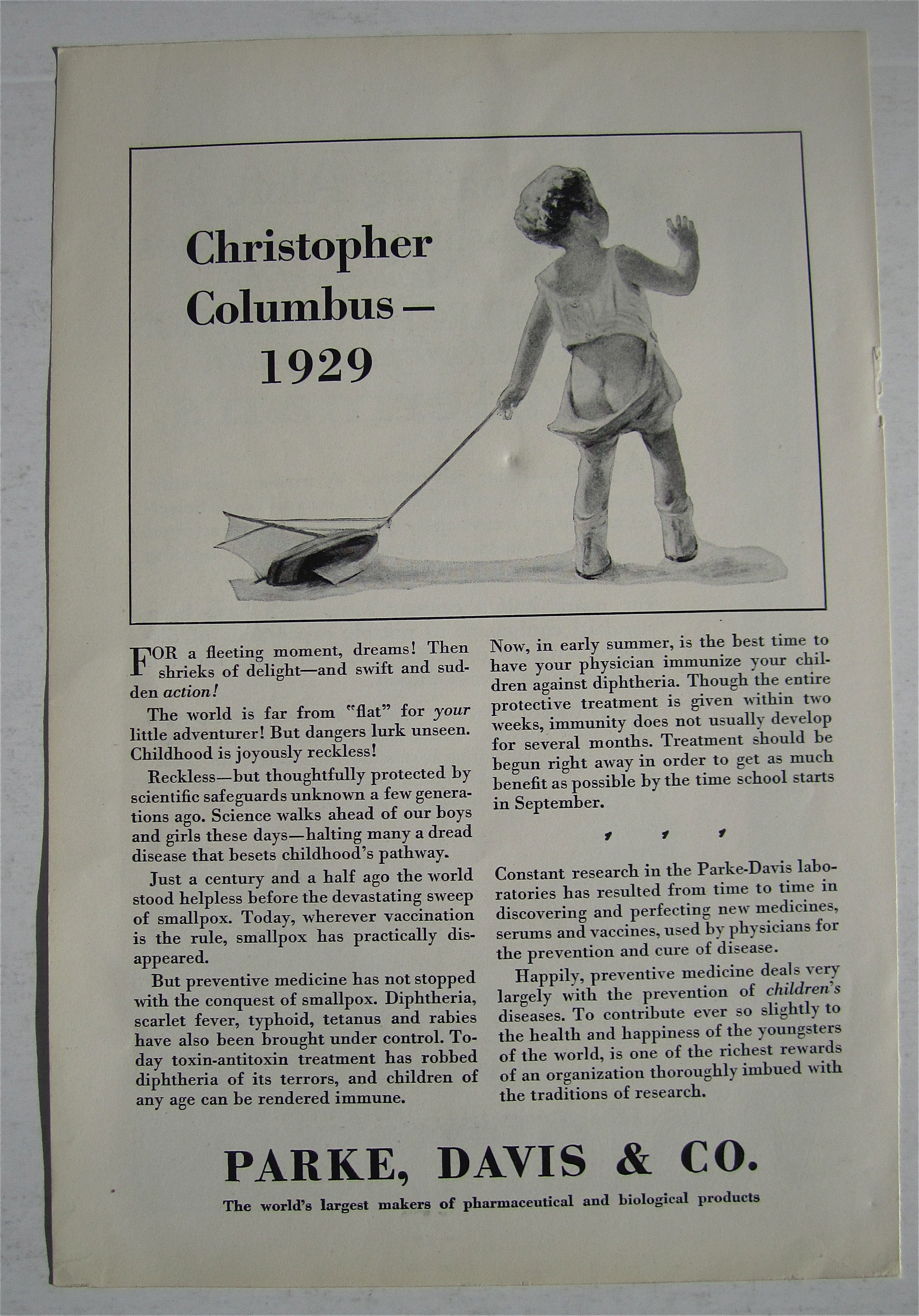 1929 Parke, Davis & Co with Christopher Columbus
