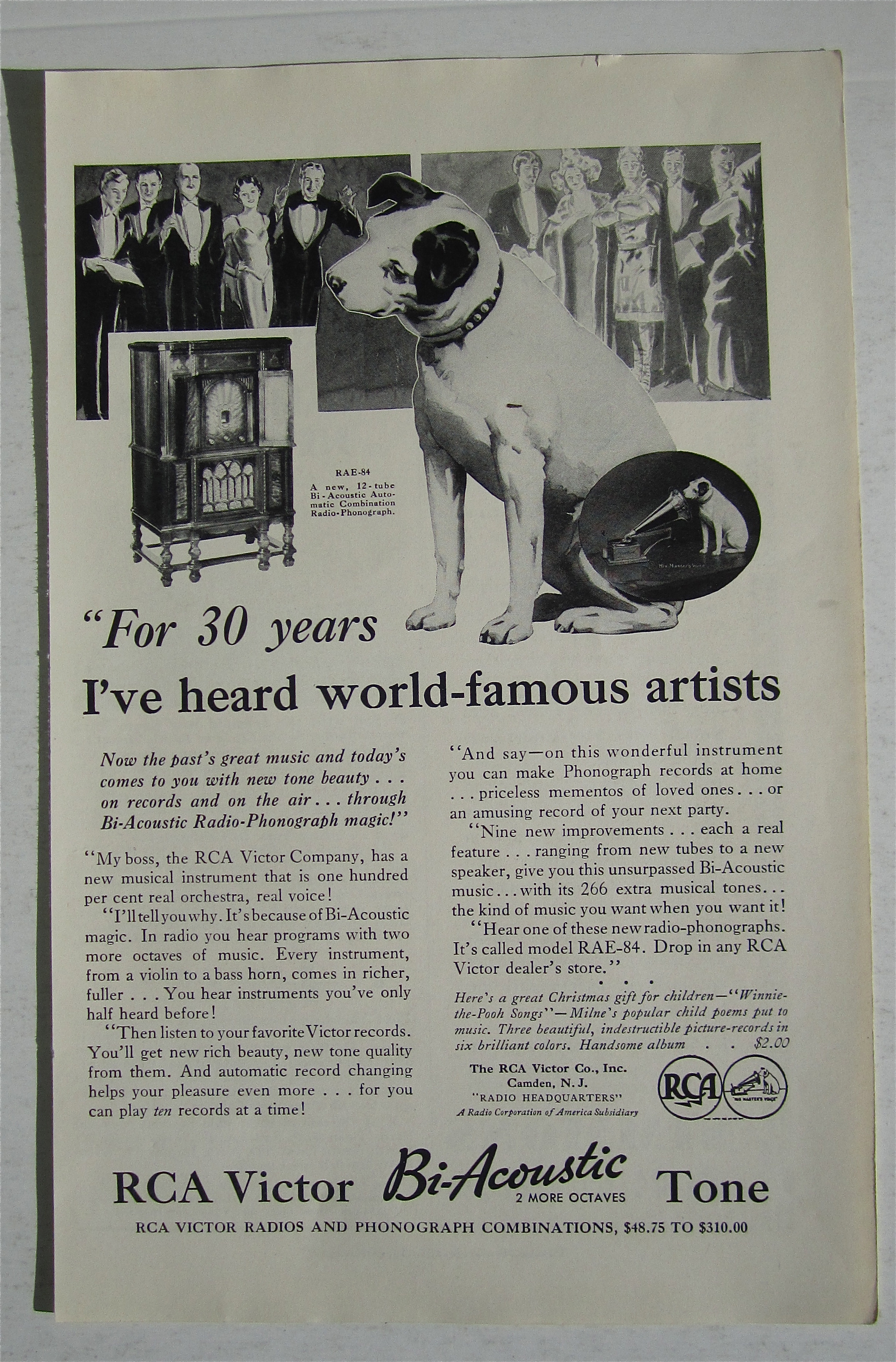 1932 RCA Victor Bi-Acoustic Tone with Dog