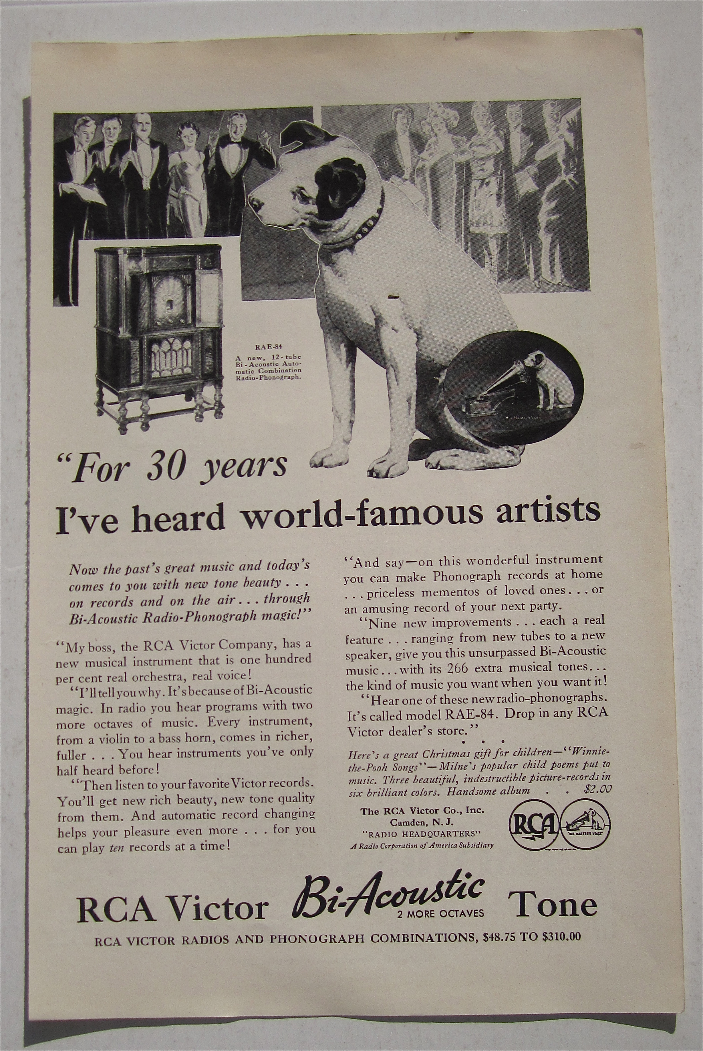 1932 RCA Victor Bi-Acoustic Tone with Dog