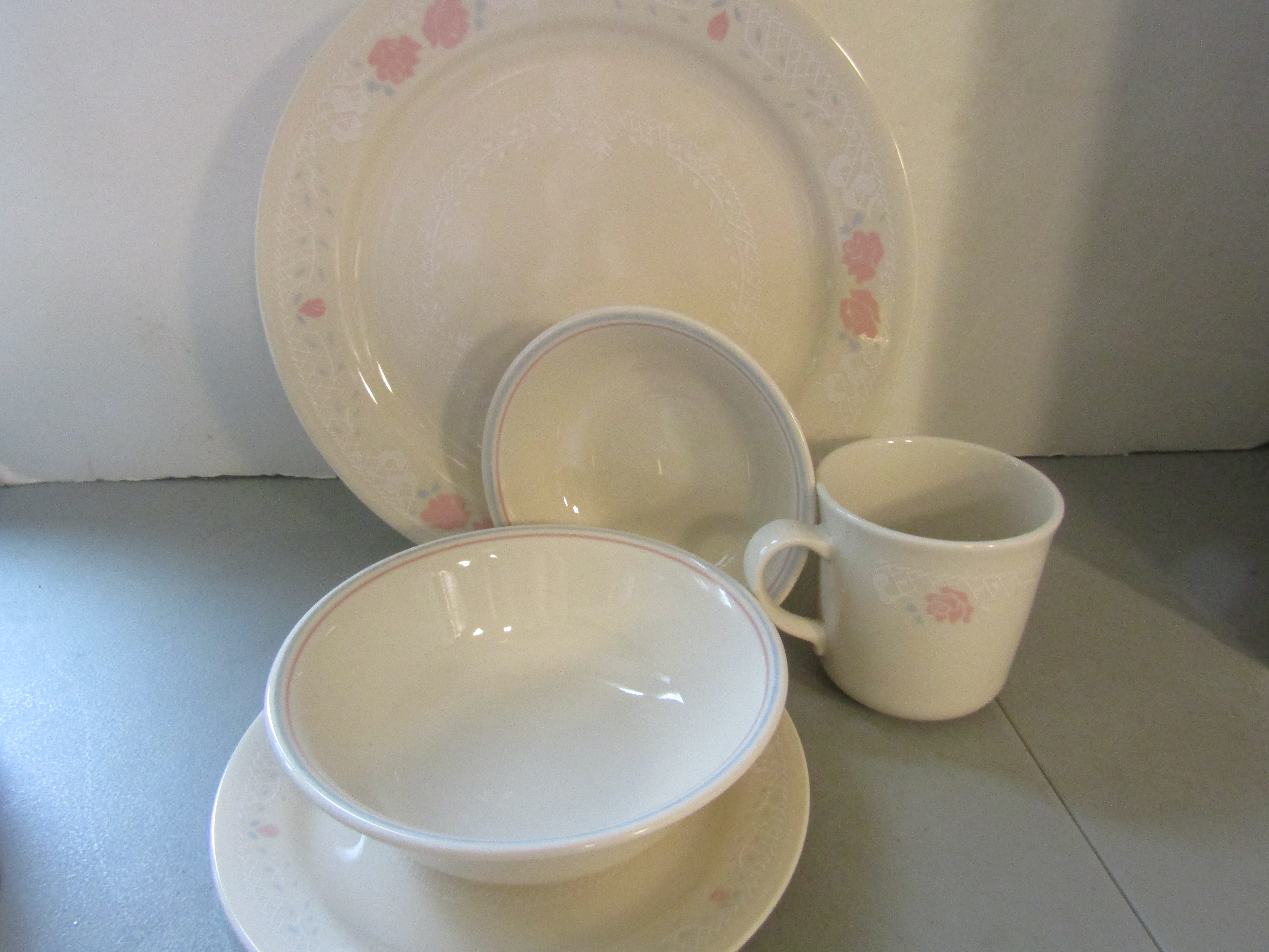 Corelle Blossoms in Lace Dinnerware Place Setting