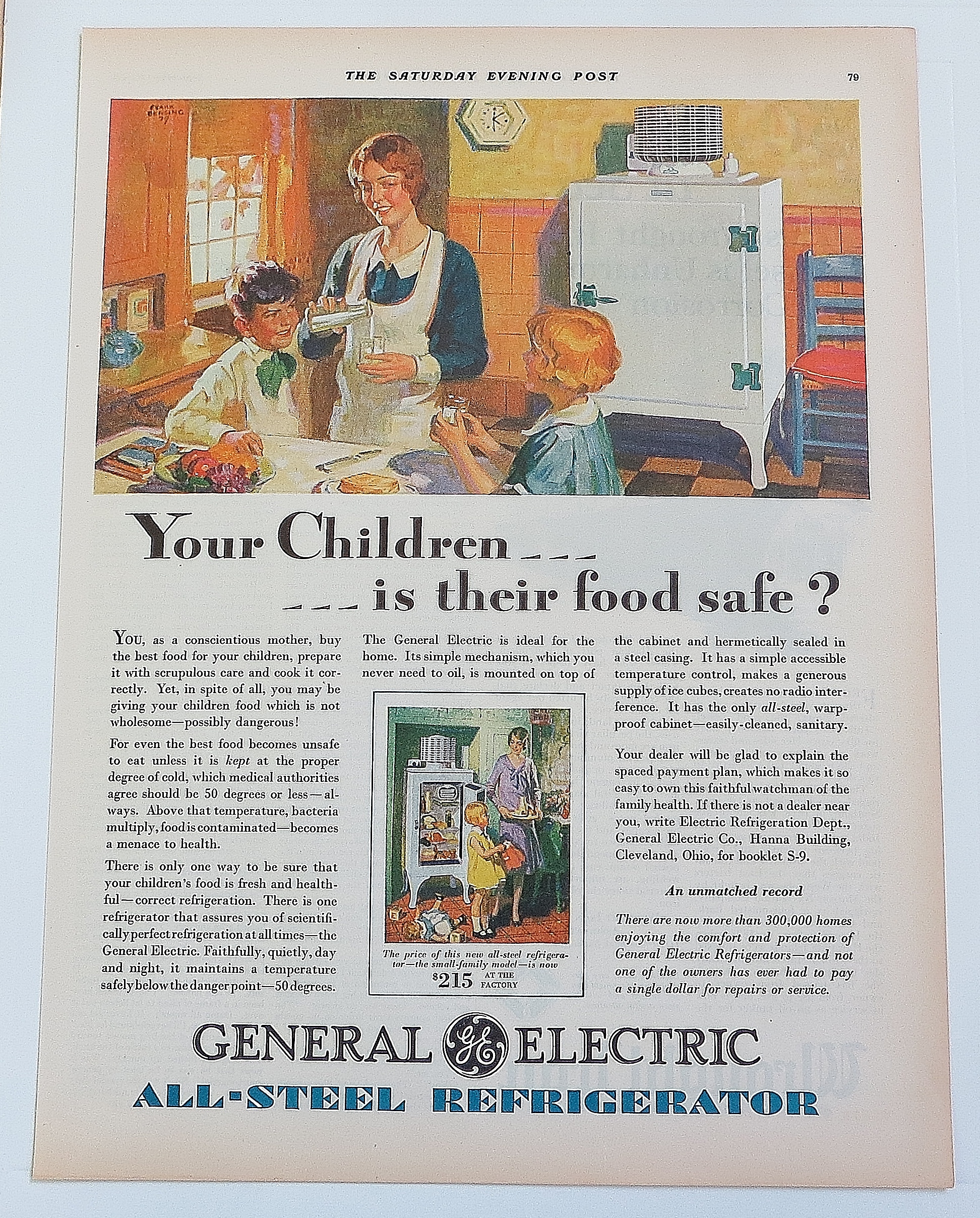 1929 General Electric Refrigerator With Mom & Kids