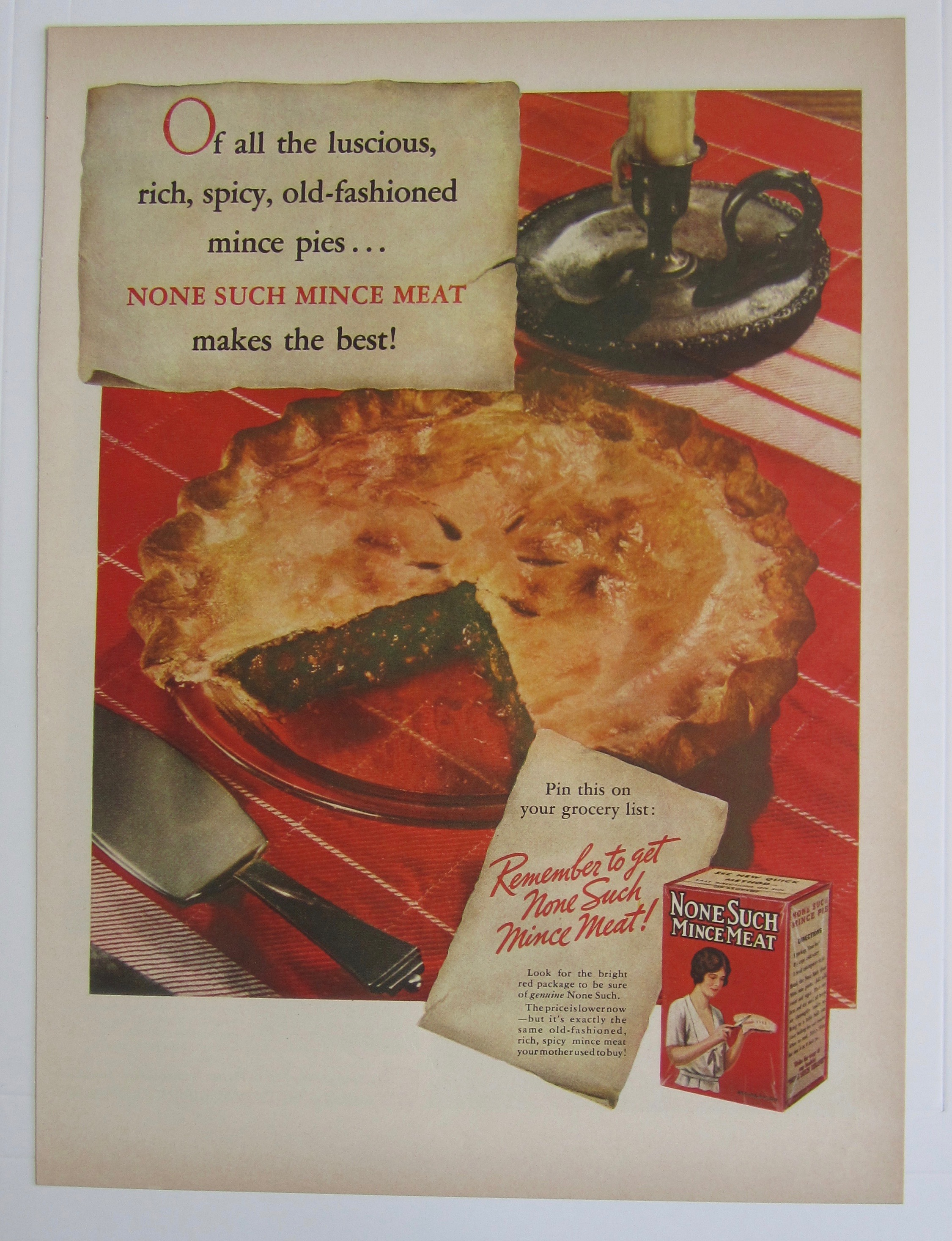 1937 None Such Mince Meat with Mince Meat Pie