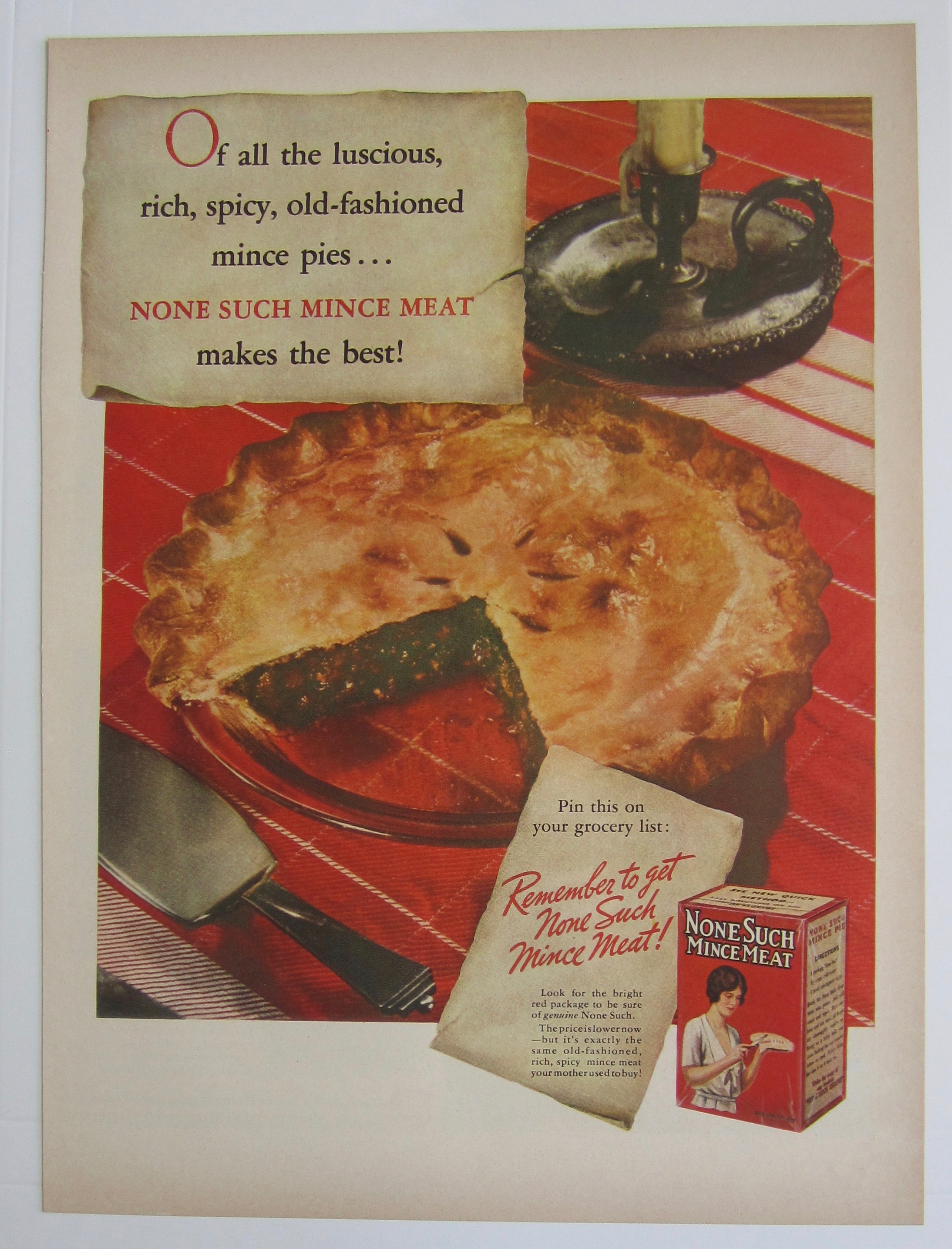 1937 None Such Mince Meat with Mince Meat Pie