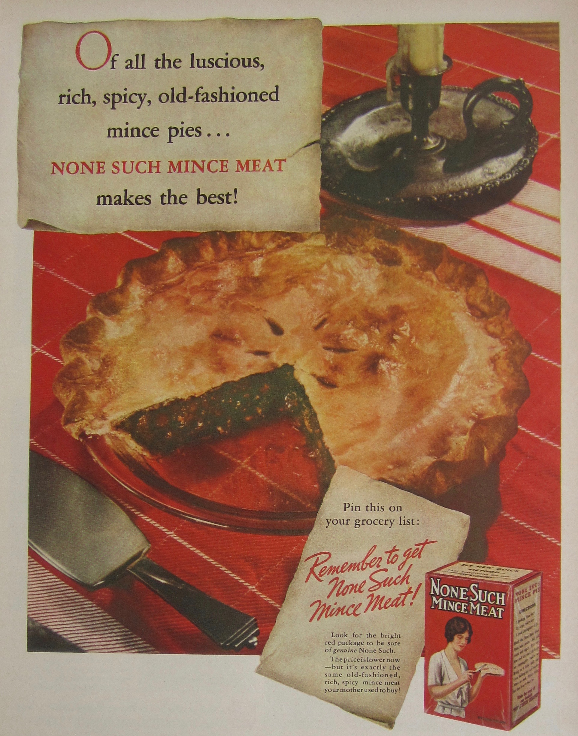 1937 None Such Mince Meat with Mince Meat Pie