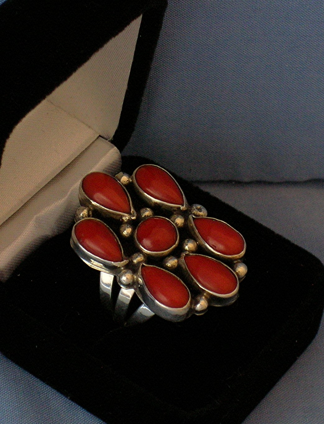 Navajo  Sterling Silver Mediterran Coral Ring