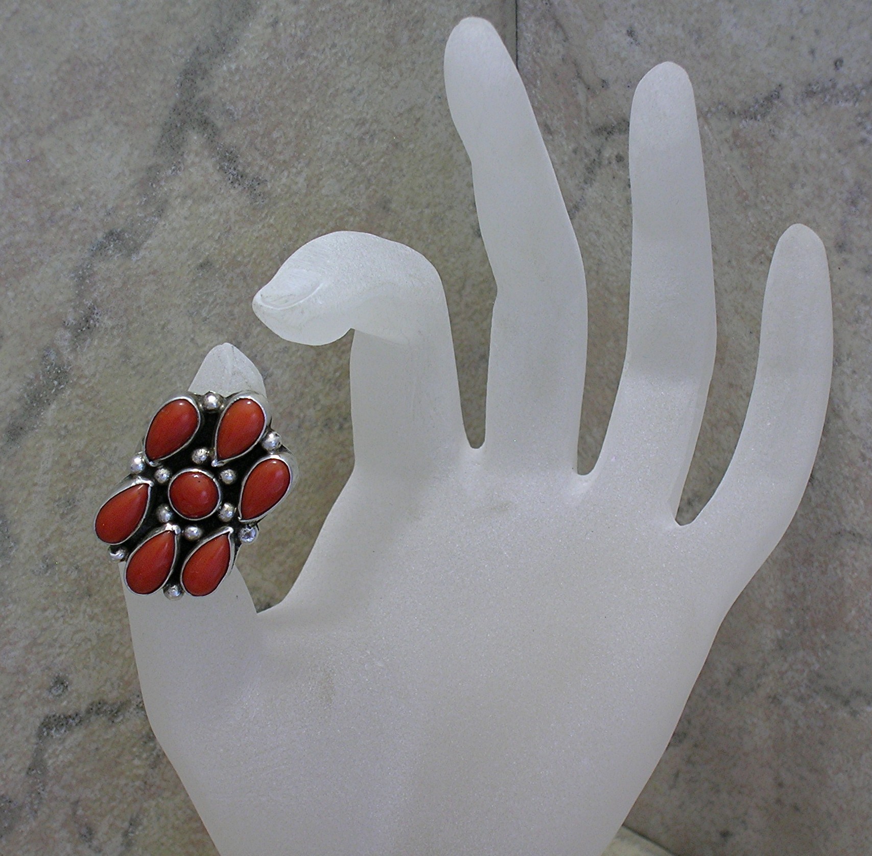 Navajo  Sterling Silver Mediterran Coral Ring