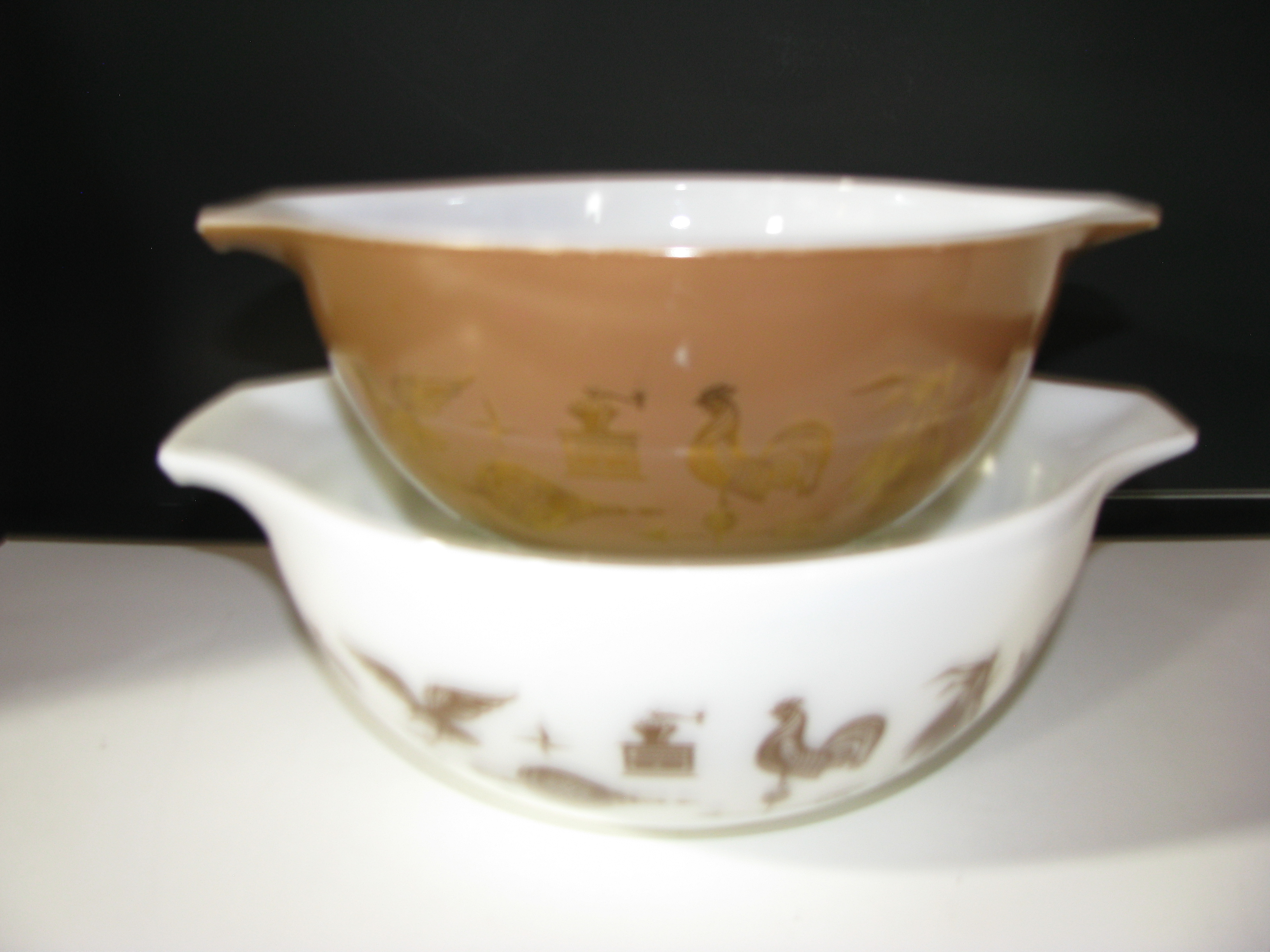 Vintage Pyrex Early American 442,443 Cinderella Bowls