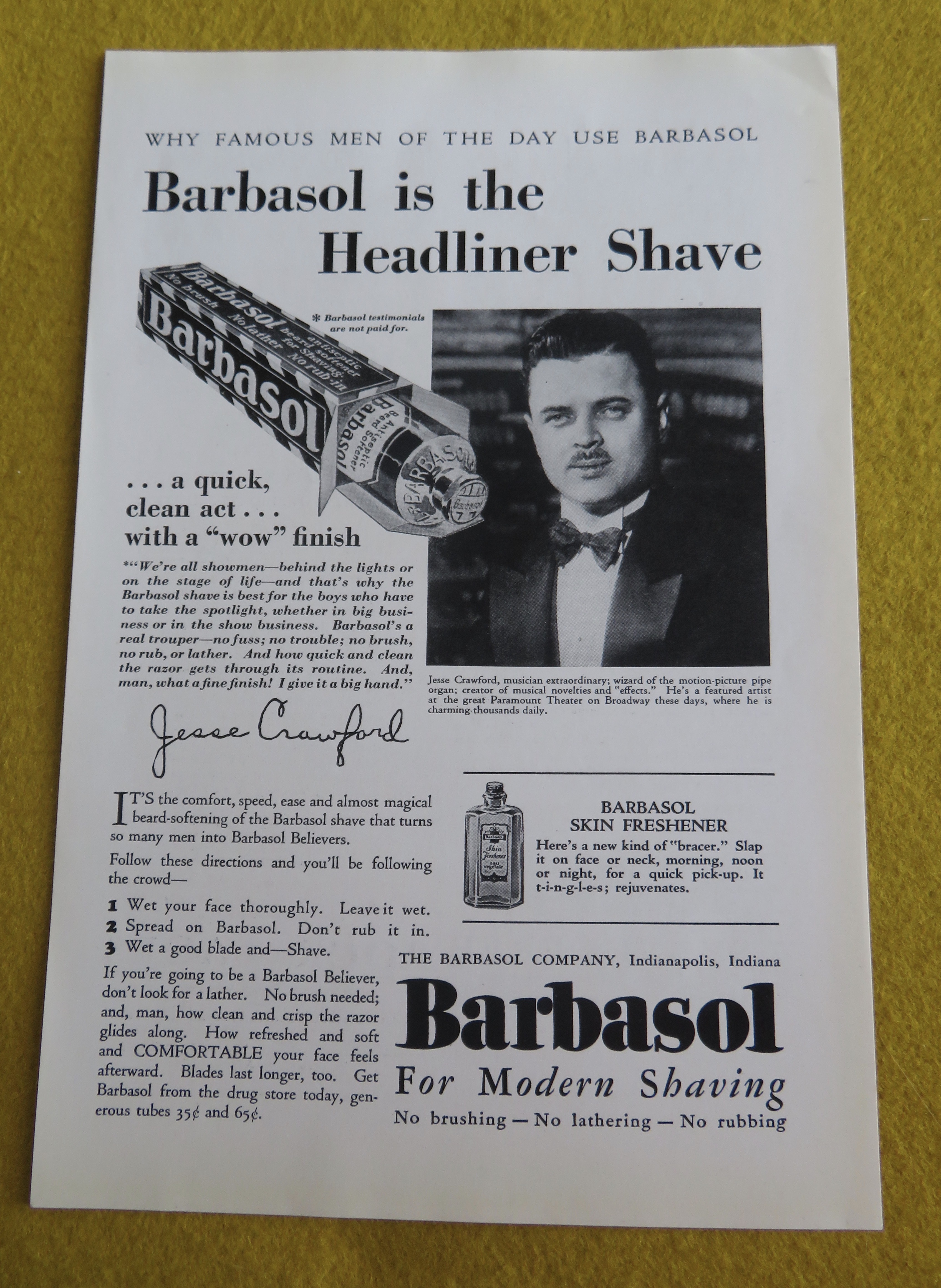 1930 Barbasol with Musician Jesse Crawford