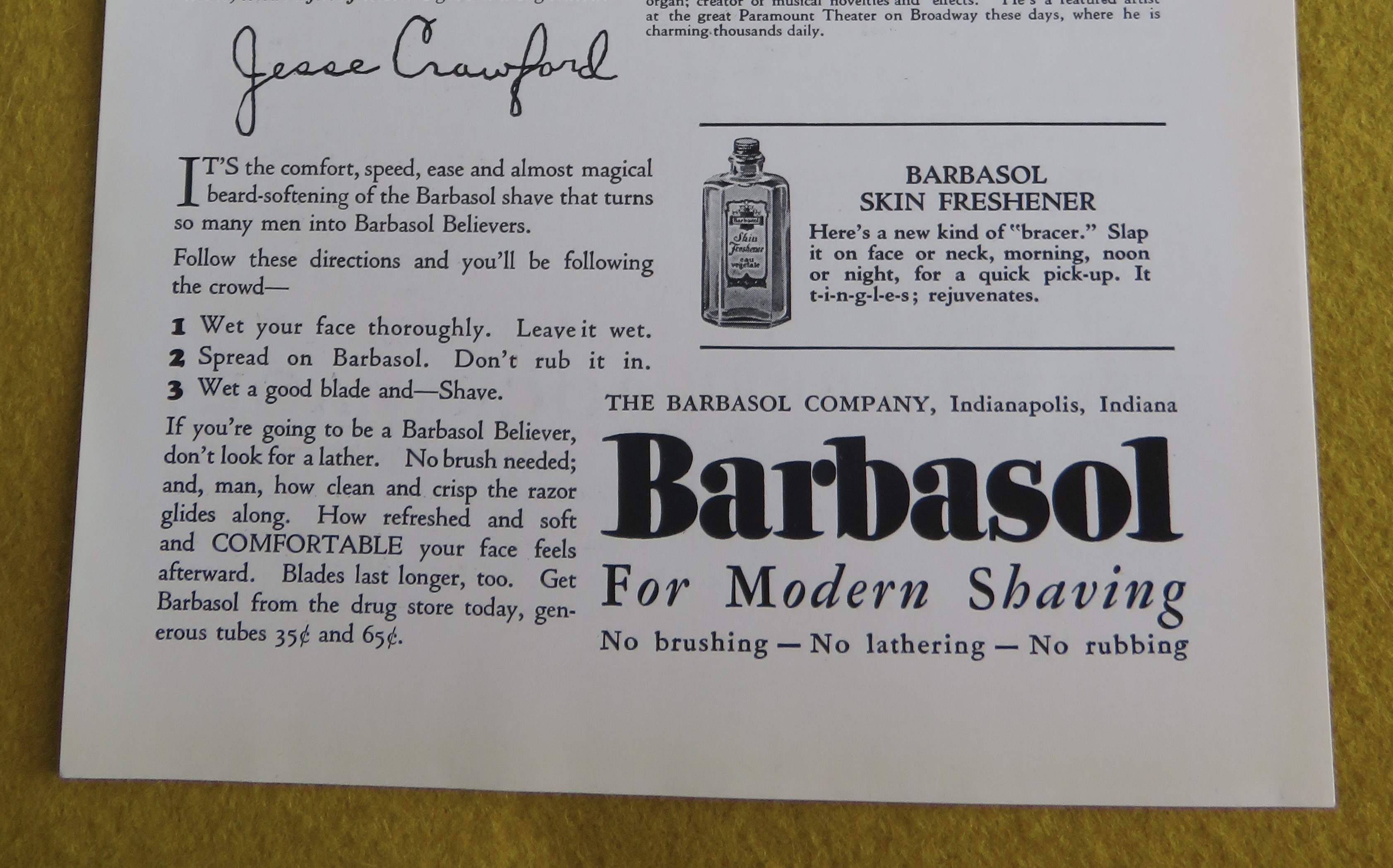 1930 Barbasol with Musician Jesse Crawford