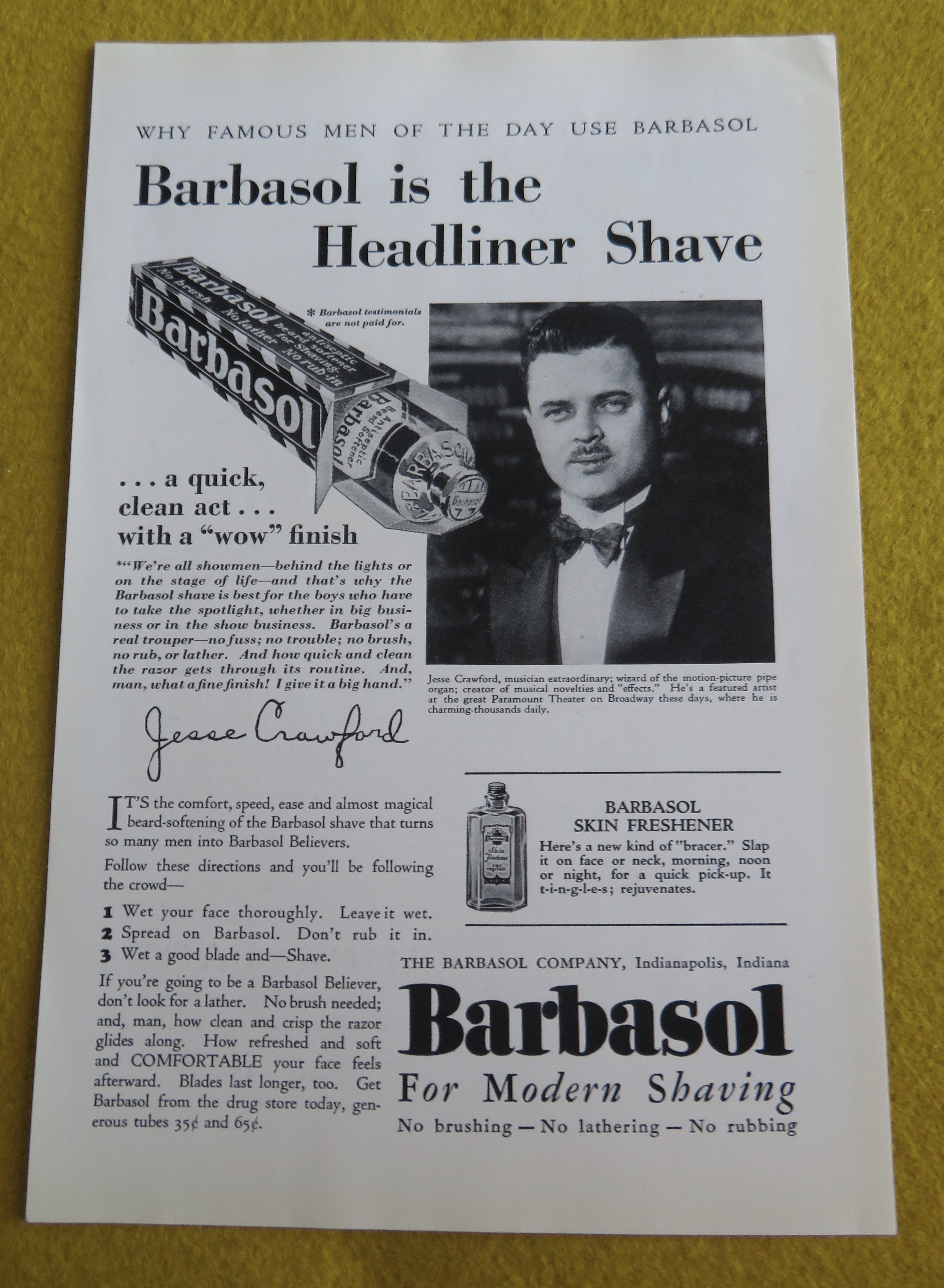 1930 Barbasol with Musician Jesse Crawford