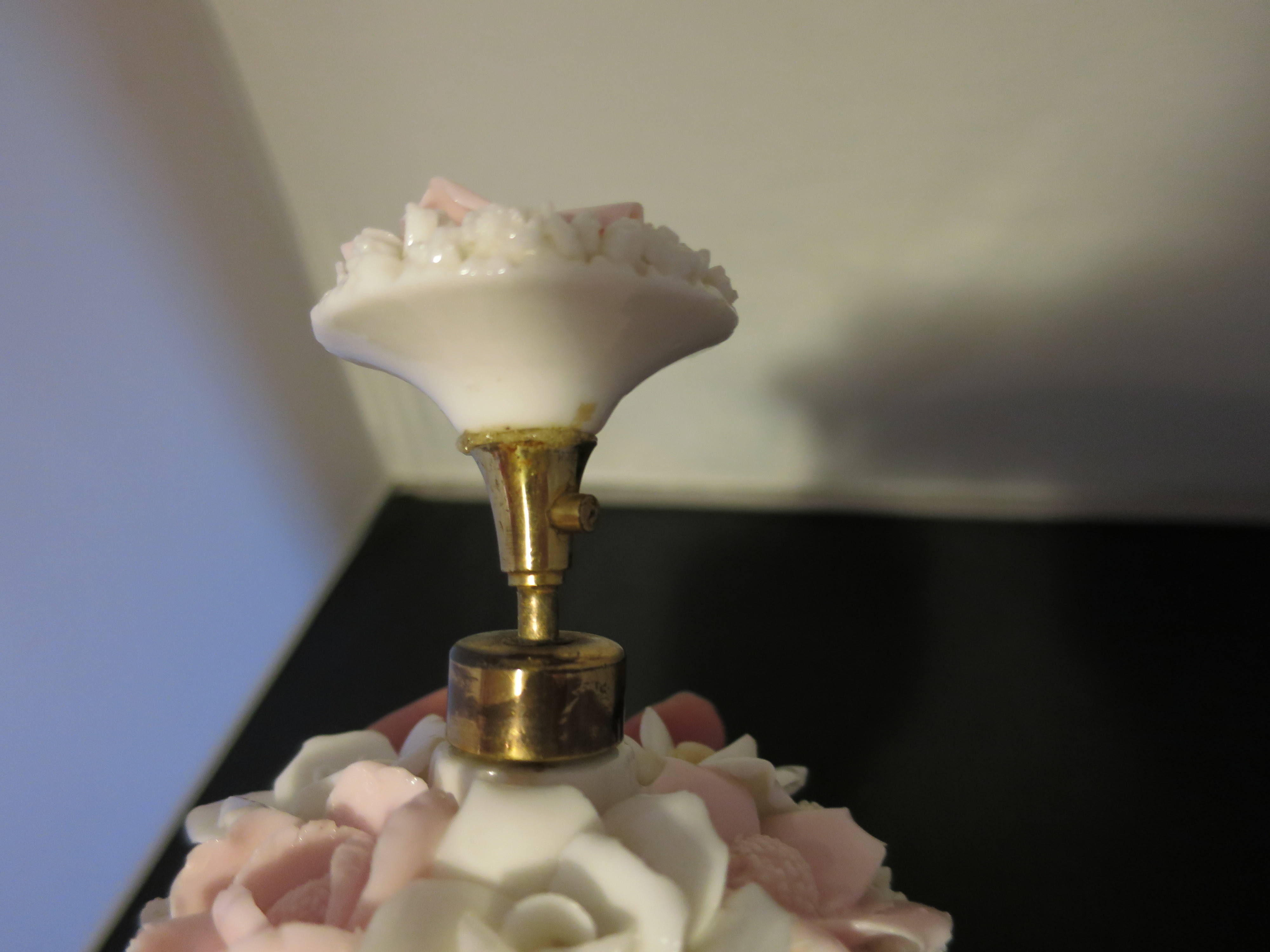 Vintage Porcelain Spaghetti Floral Perfume Bottle Mid Century