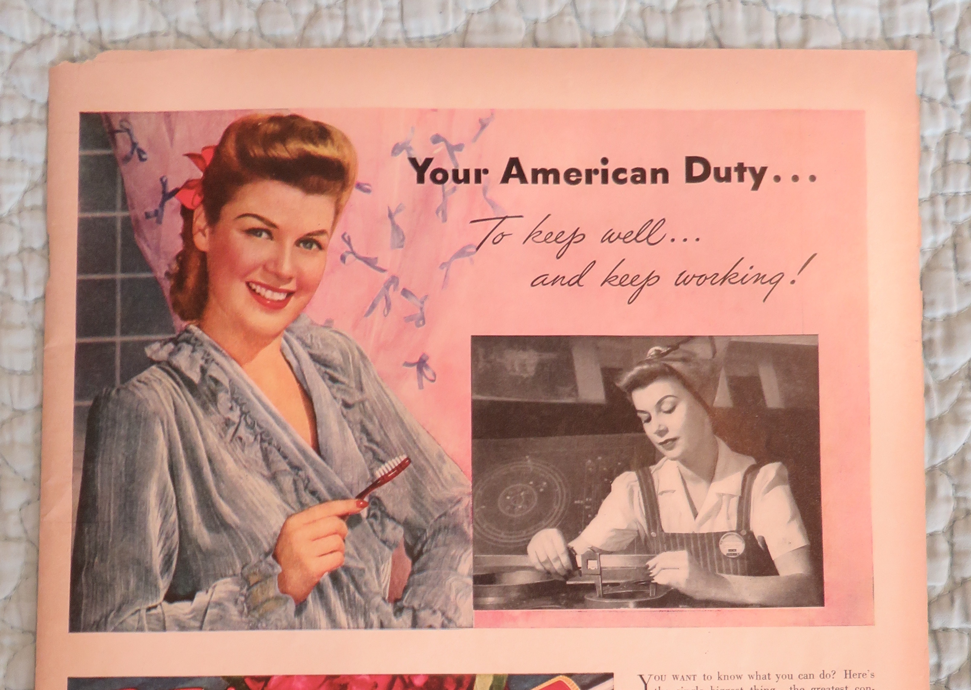 1943 Dr West's Miracle Tuft Toothbrush with Woman