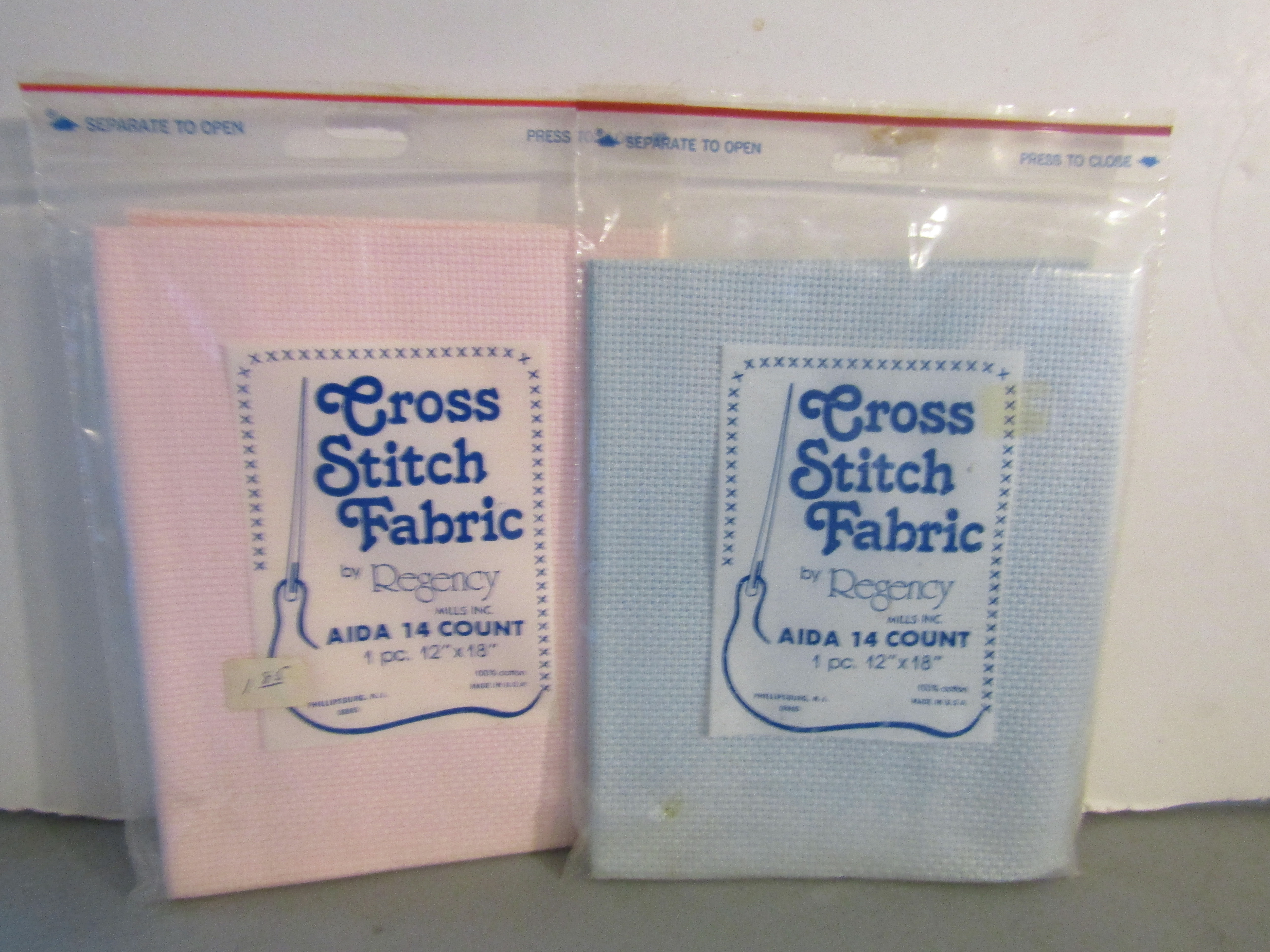 Vintage Regency Cross Stitch Fabric Pink/Blue