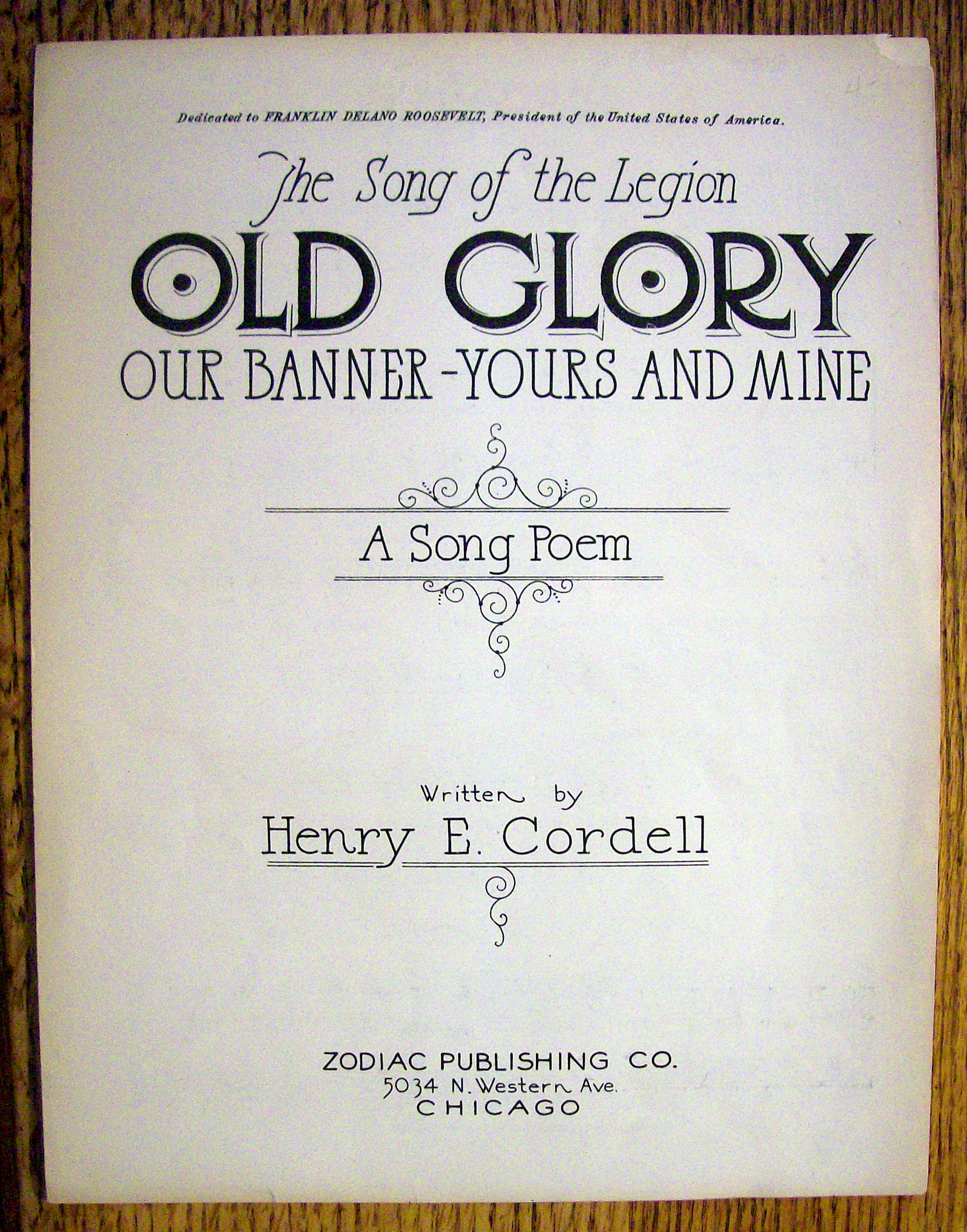 Sheet Music For 1934 Old Glory