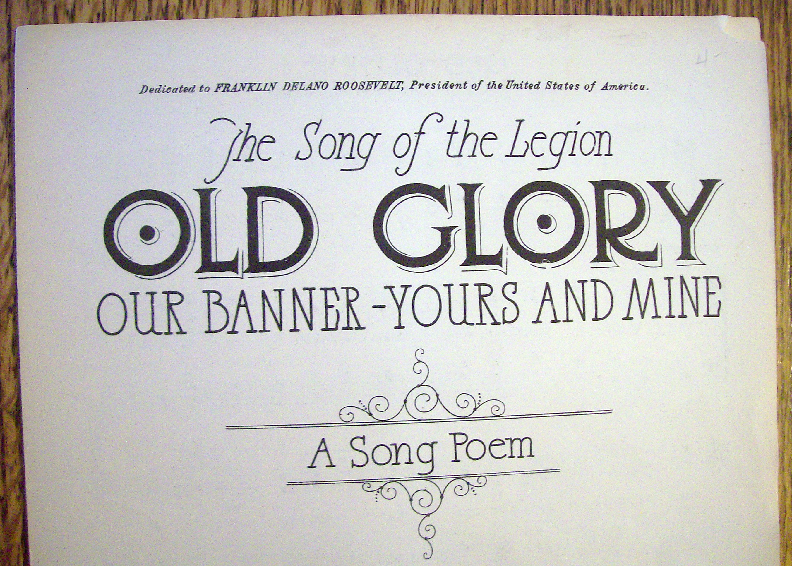 Sheet Music For 1934 Old Glory