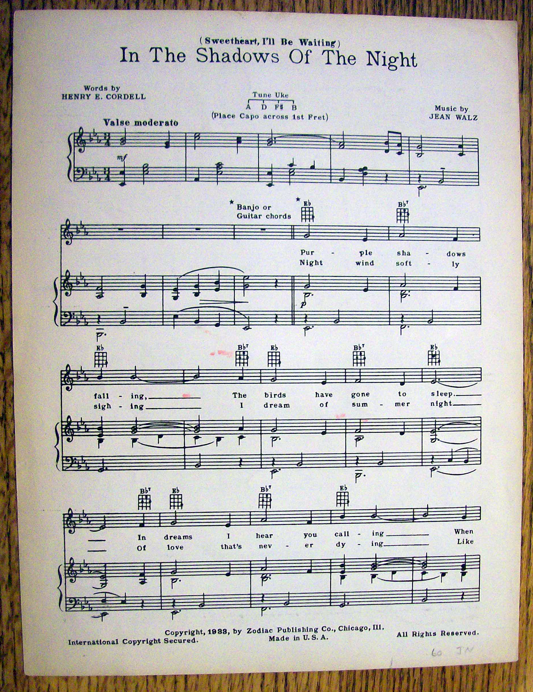Sheet Music For 1934 Old Glory