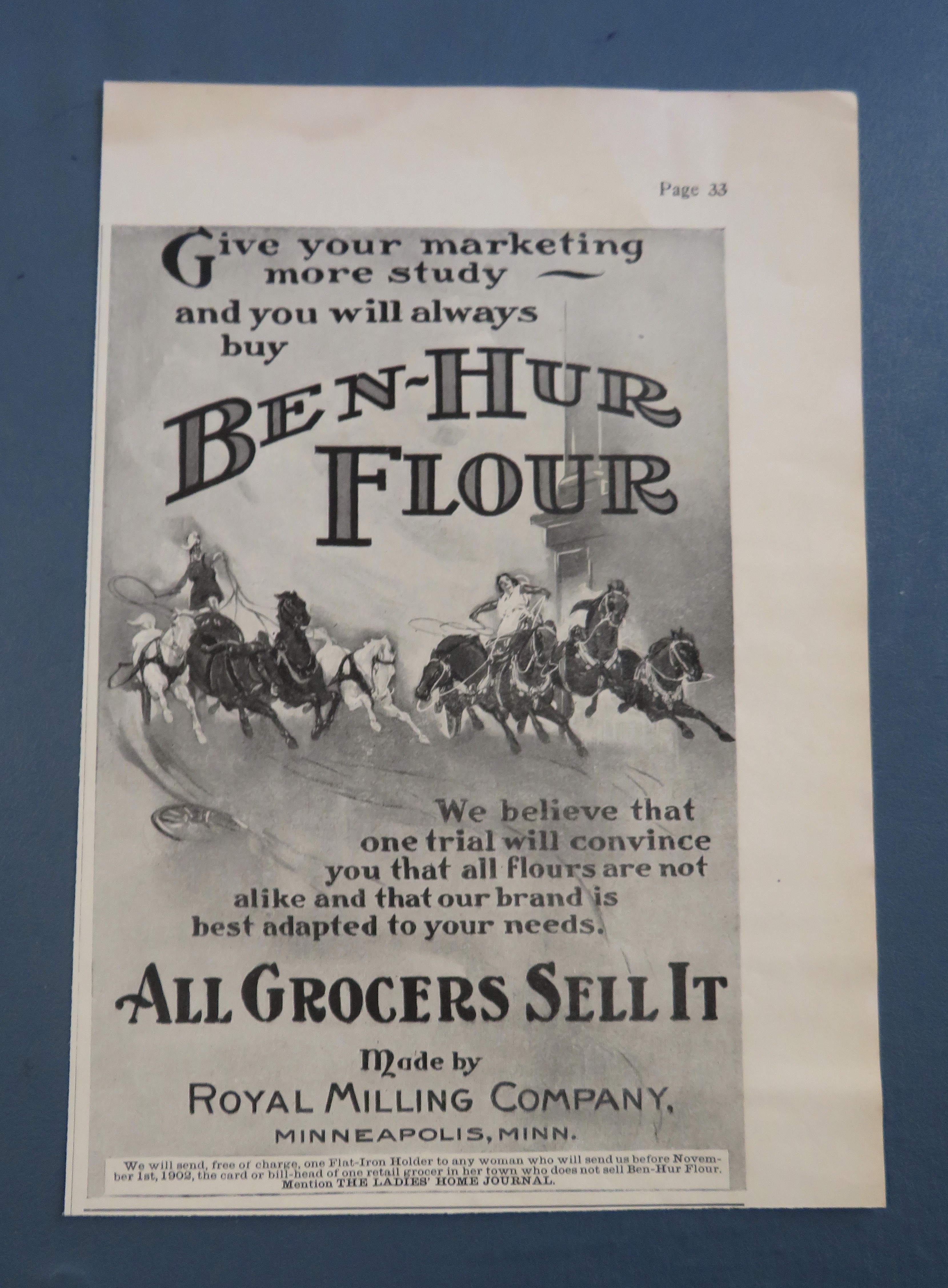 1902 Ben Hur Flour with Soldiers & Chariots & Horses