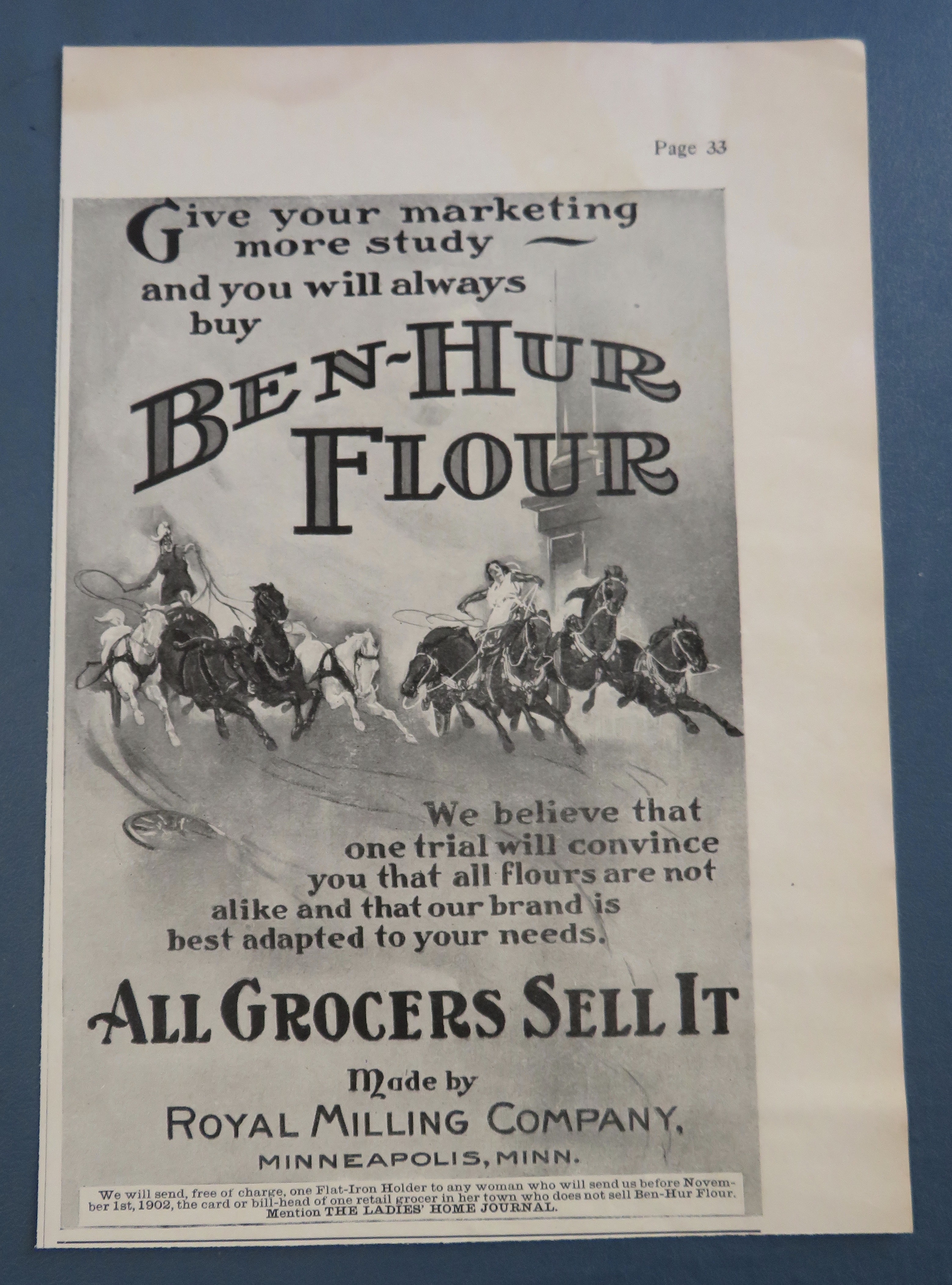 1902 Ben Hur Flour with Soldiers & Chariots & Horses