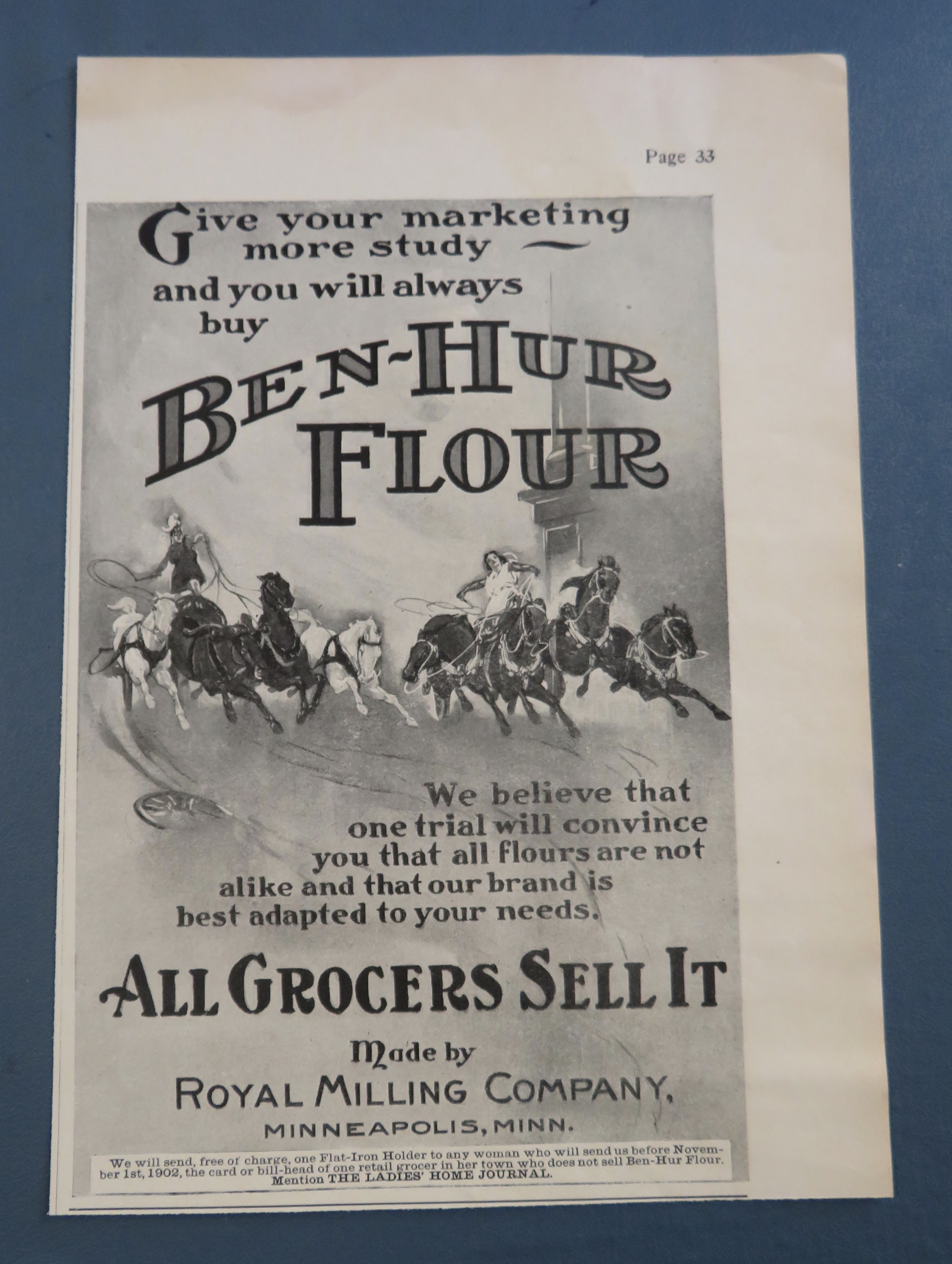 1902 Ben Hur Flour with Soldiers & Chariots & Horses