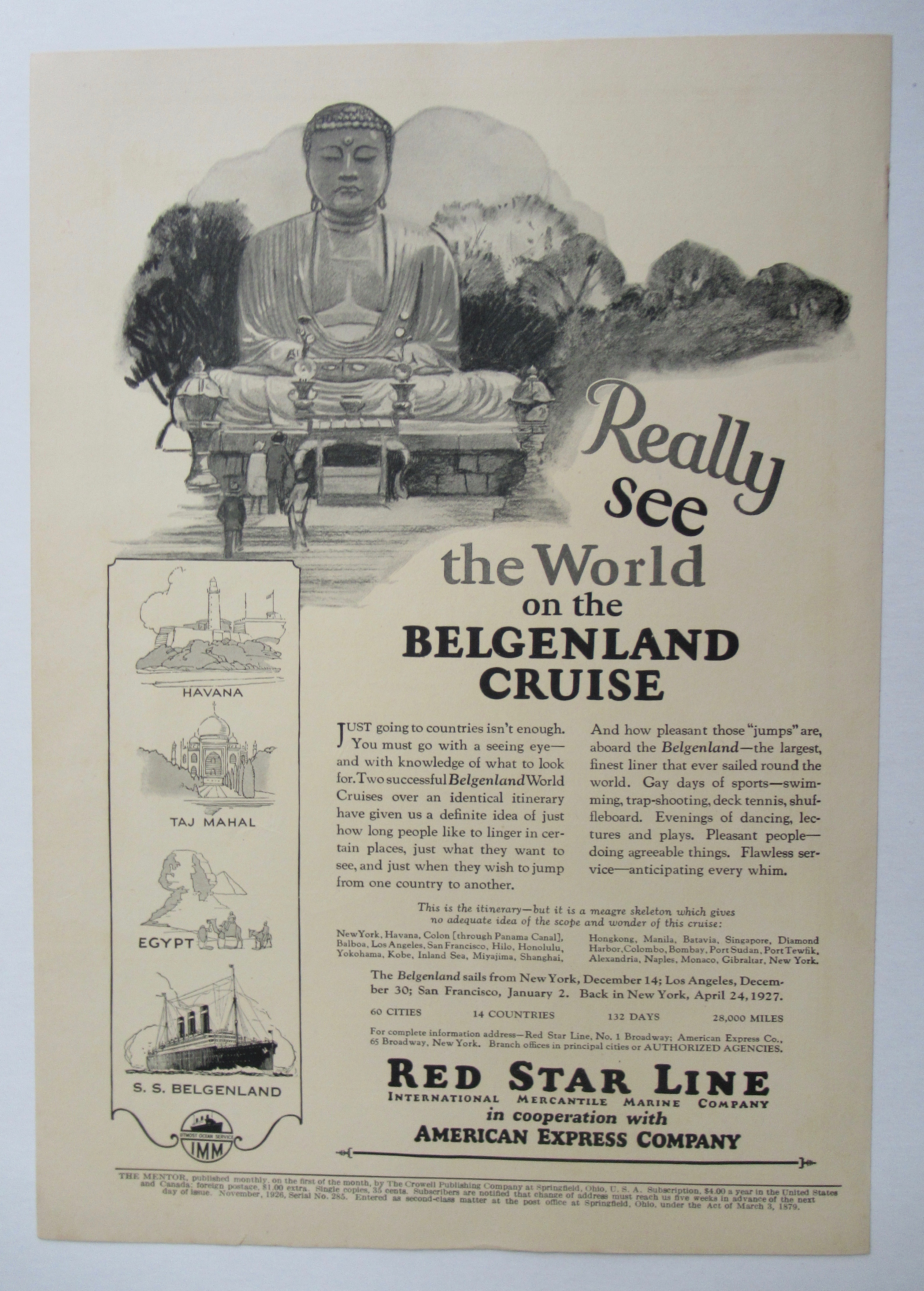1926 Red Star Line with the Belgenland Cruise
