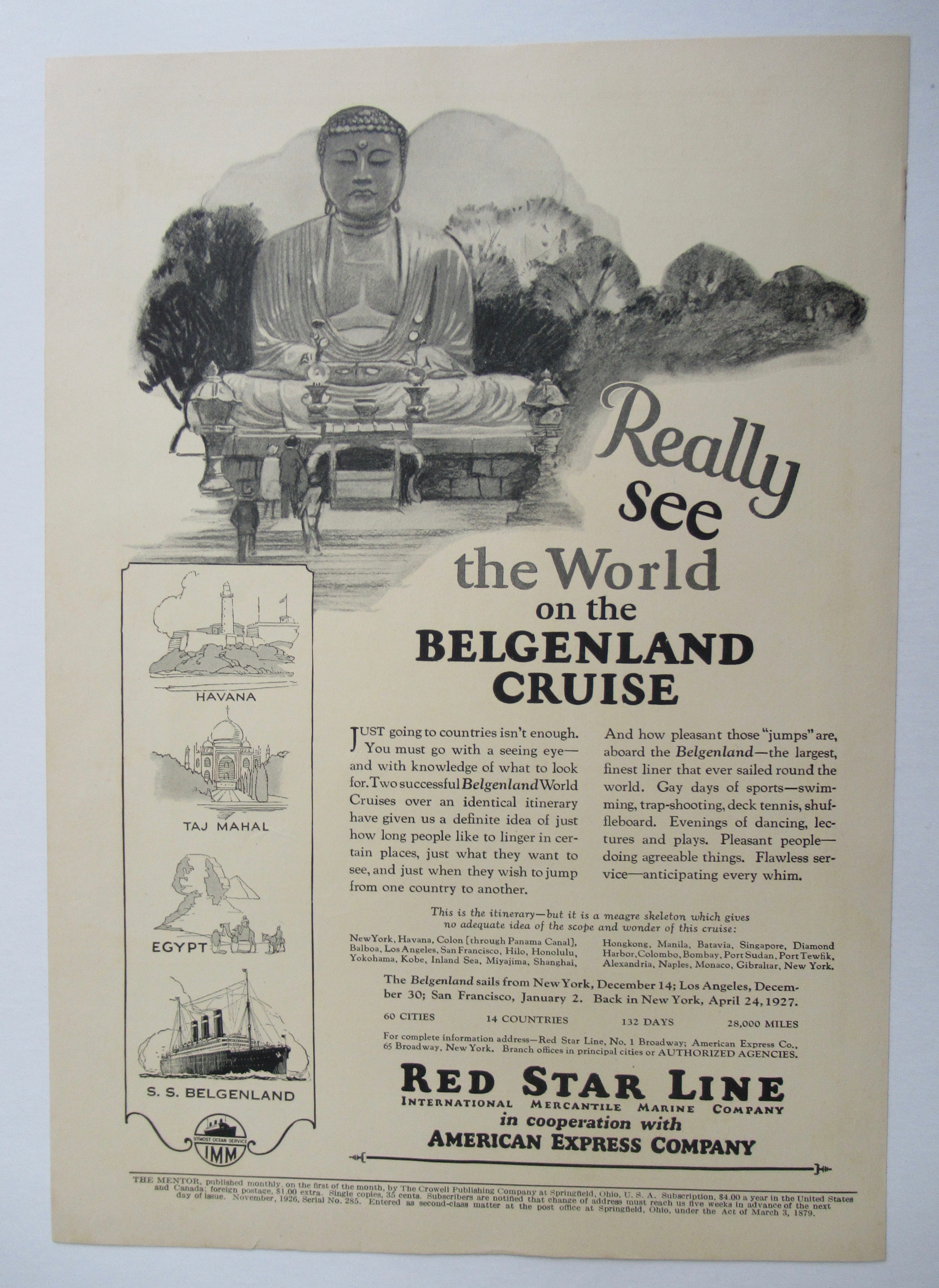 1926 Red Star Line with the Belgenland Cruise