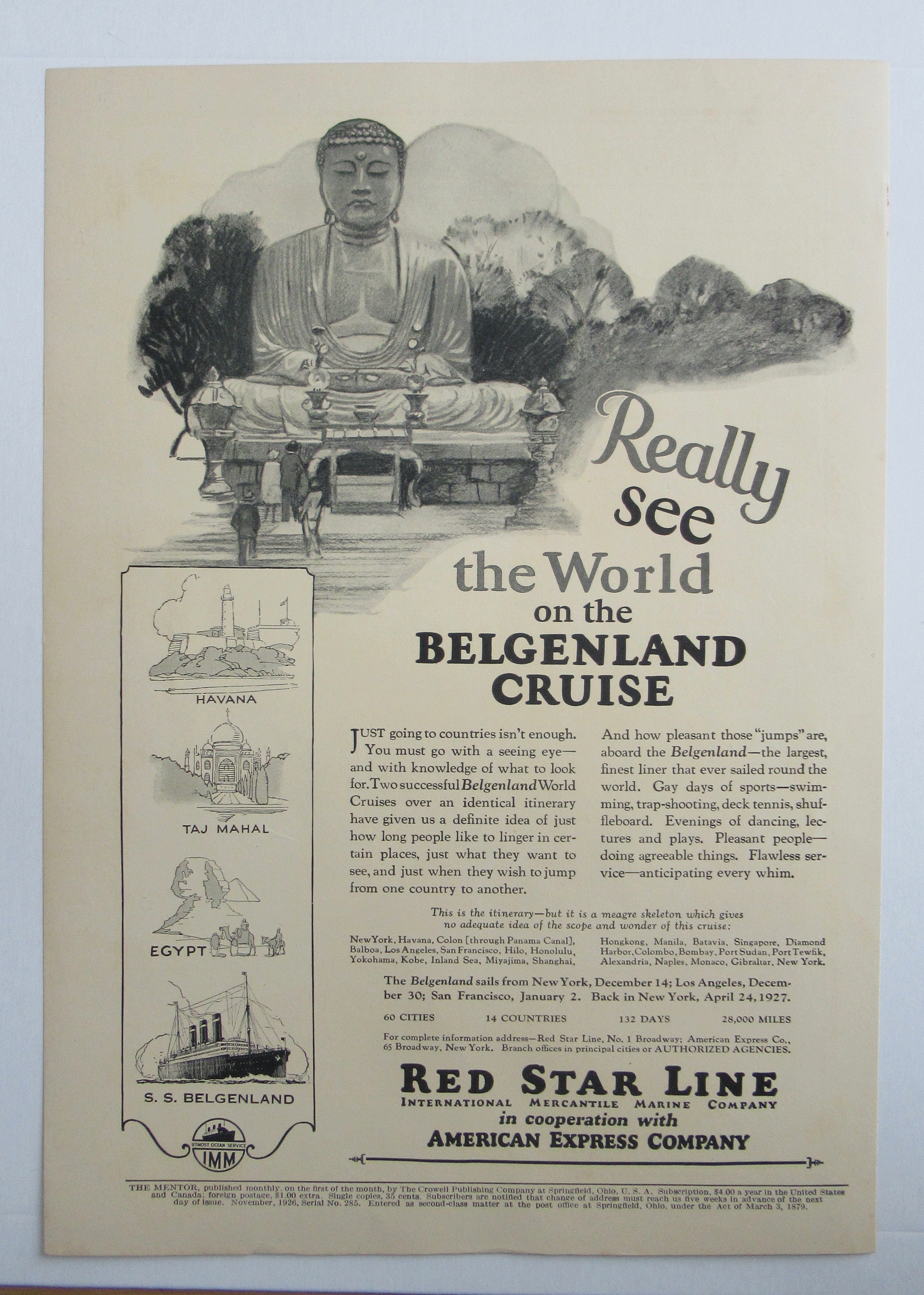 1926 Red Star Line with the Belgenland Cruise