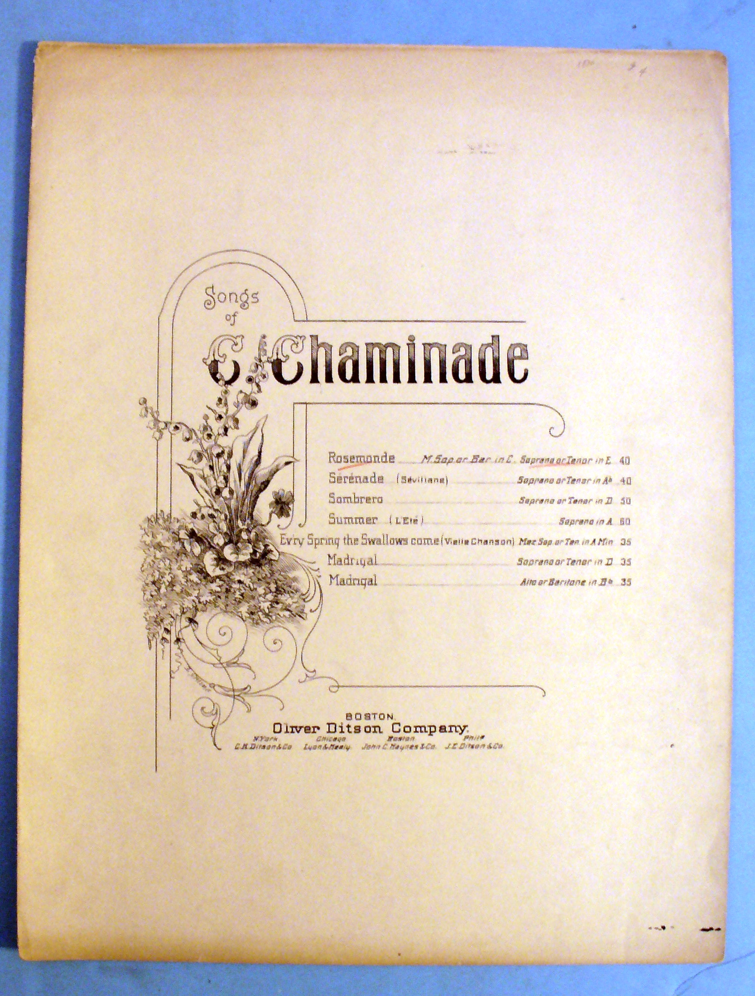 Early Edition of Rosemonde by the Oliver Ditson Company