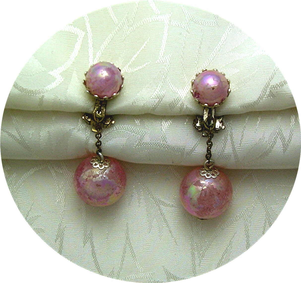 Pale Pink Plastic Lucite 'Bubbles' Clip Earrings