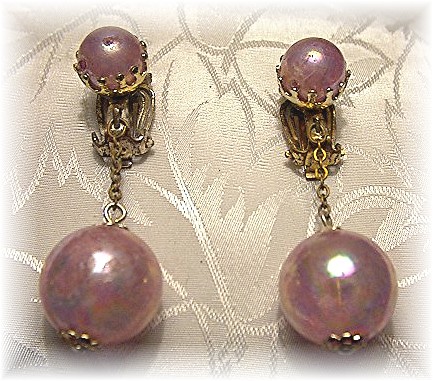 Pale Pink Plastic Lucite 'Bubbles' Clip Earrings