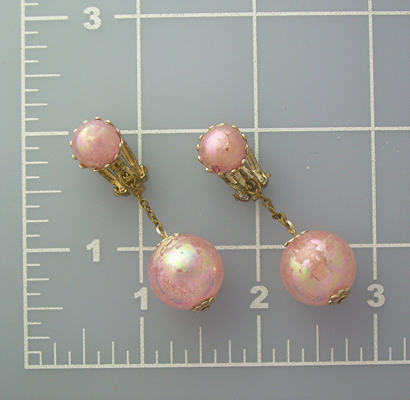 Pale Pink Plastic Lucite 'Bubbles' Clip Earrings