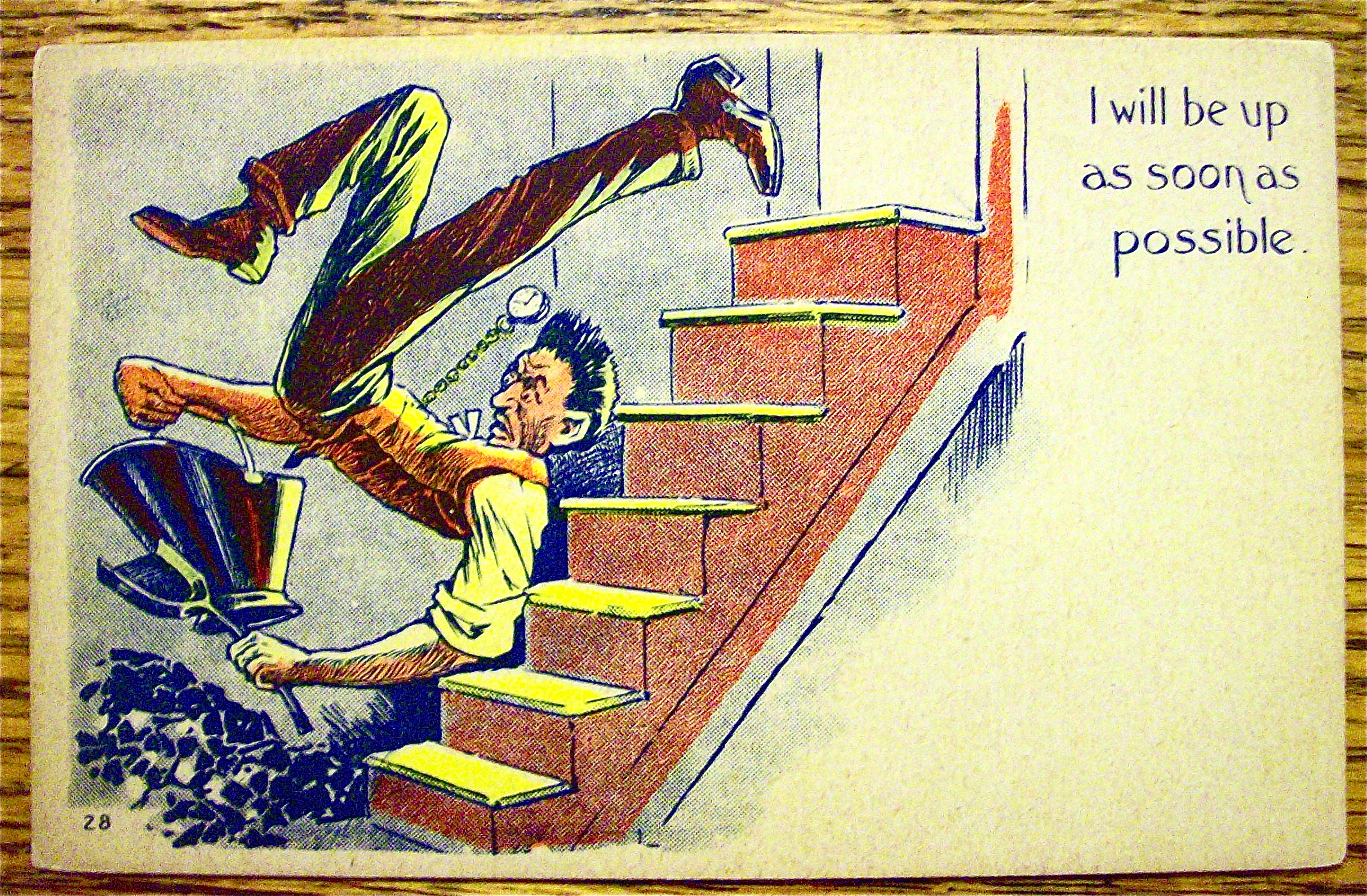 Man Falling Down The Stairs Postcard