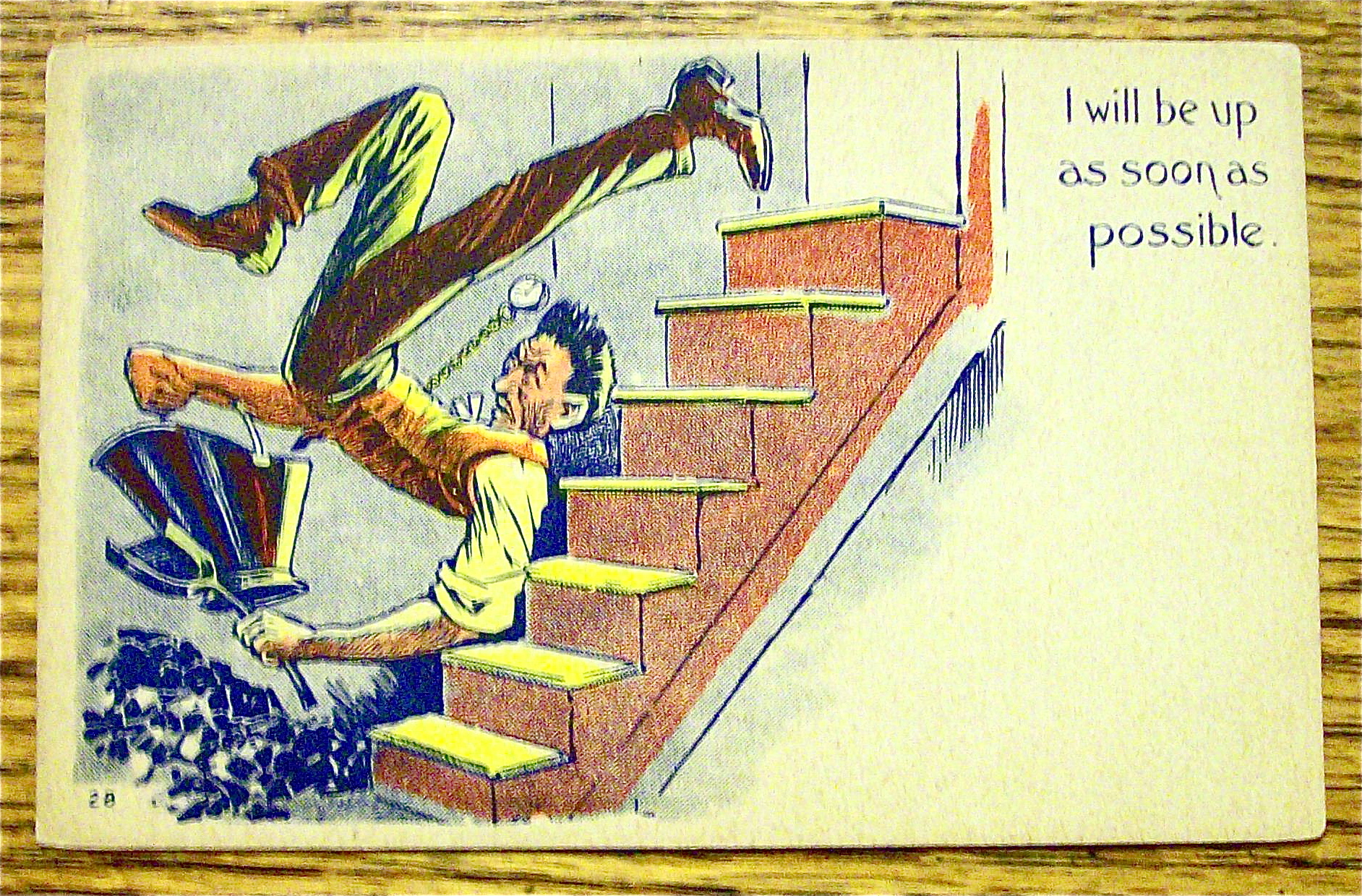 Man Falling Down The Stairs Postcard