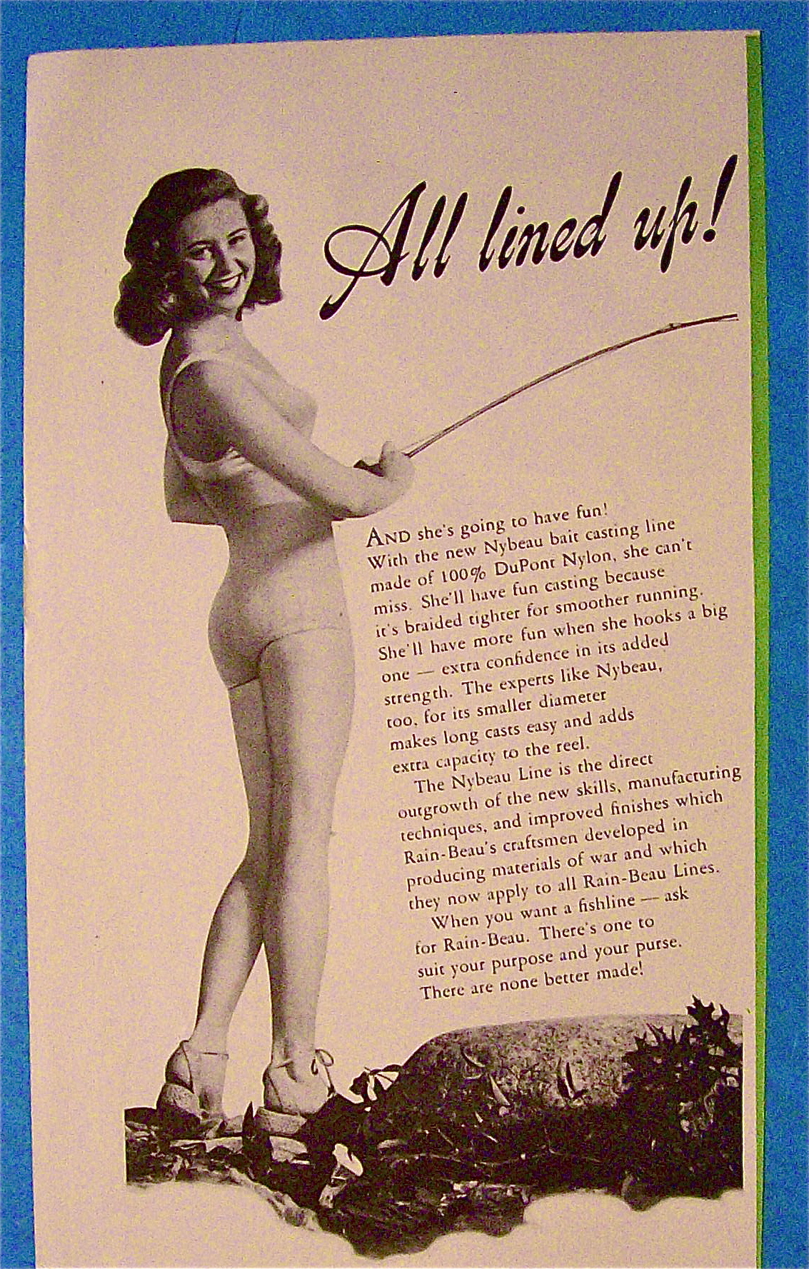 1946 Rain Beau Fishing Lines With Lovely Woman