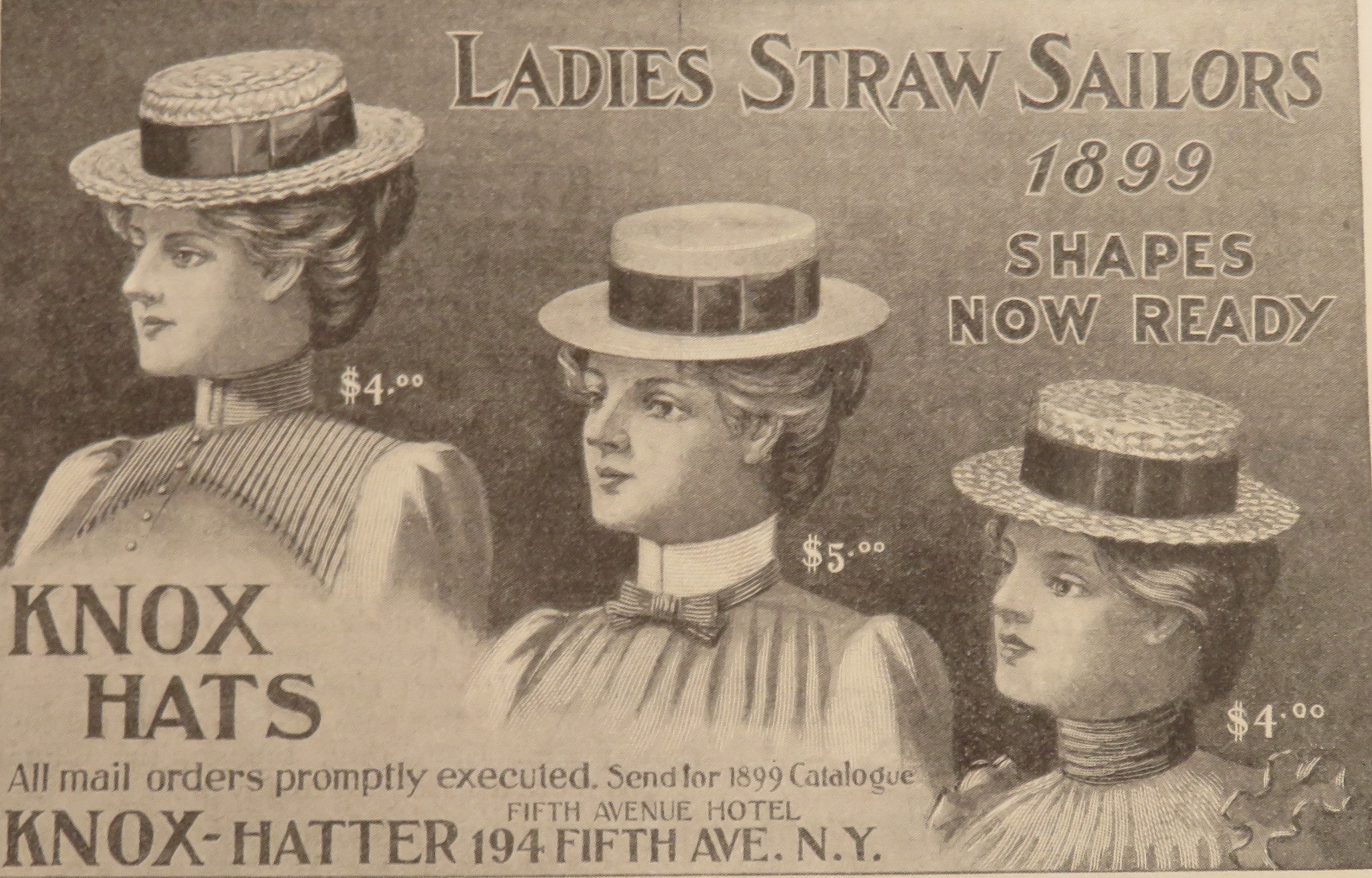 1899 Knox Hats with Ladies Straw Sailors