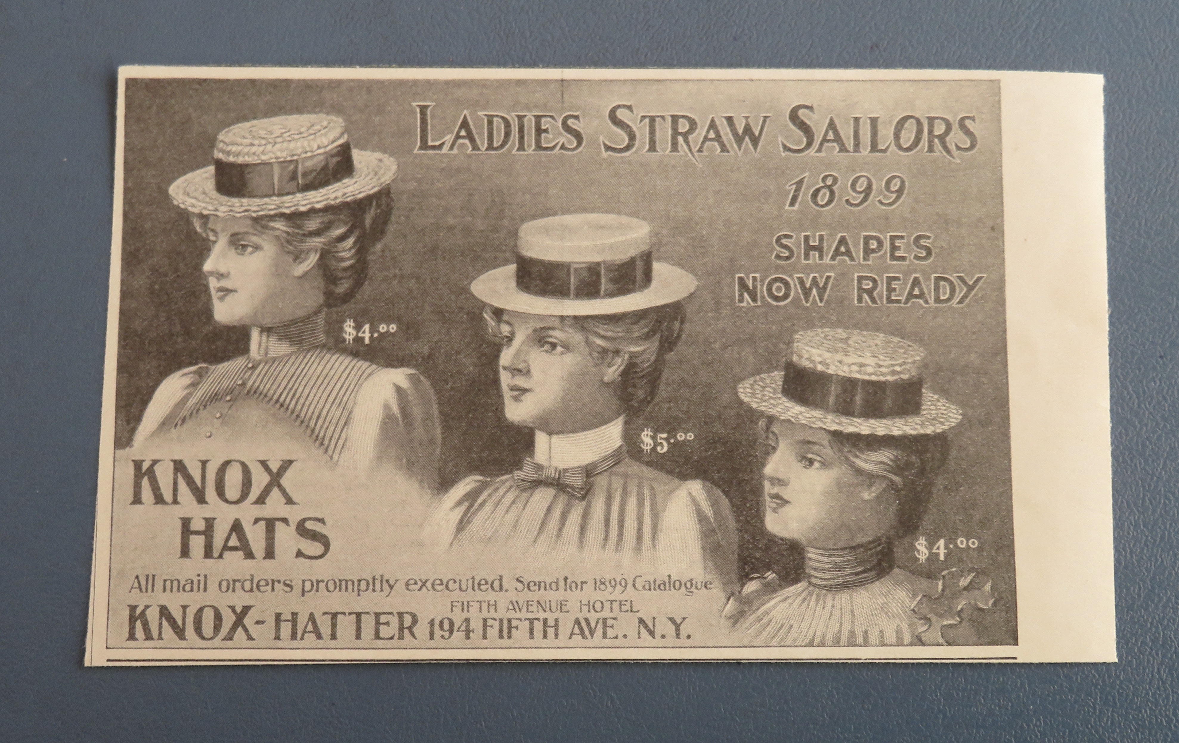1899 Knox Hats with Ladies Straw Sailors