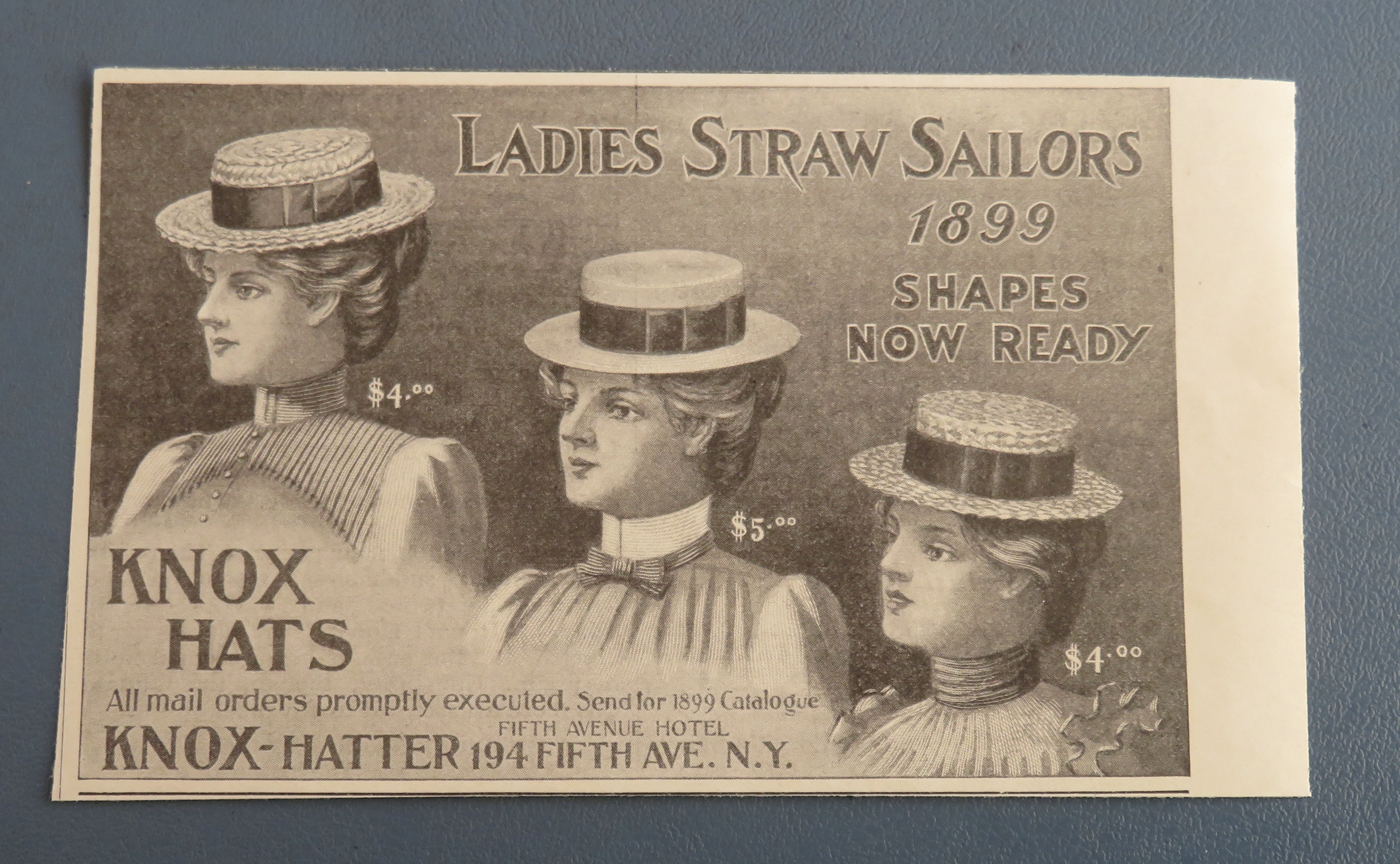 1899 Knox Hats with Ladies Straw Sailors