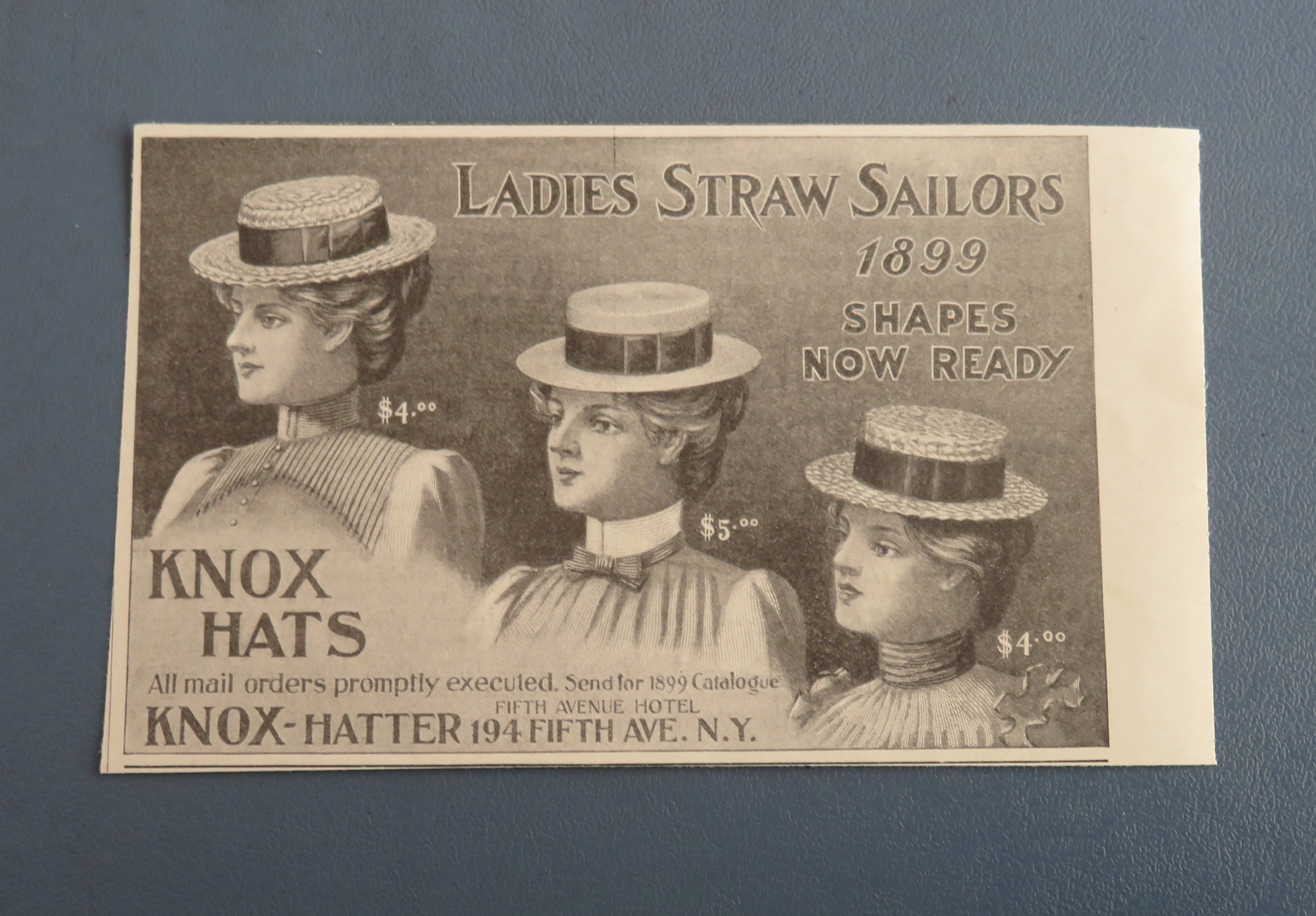 1899 Knox Hats with Ladies Straw Sailors