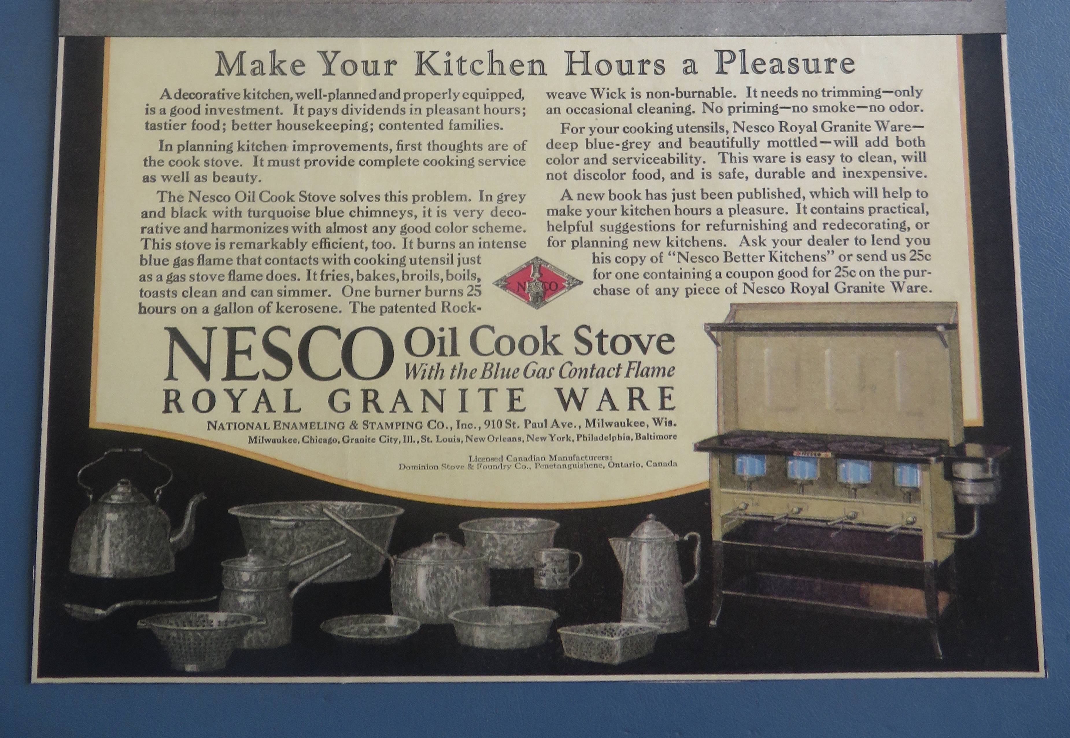 1925 Nesco Oil Cook Stove with Woman Cooking