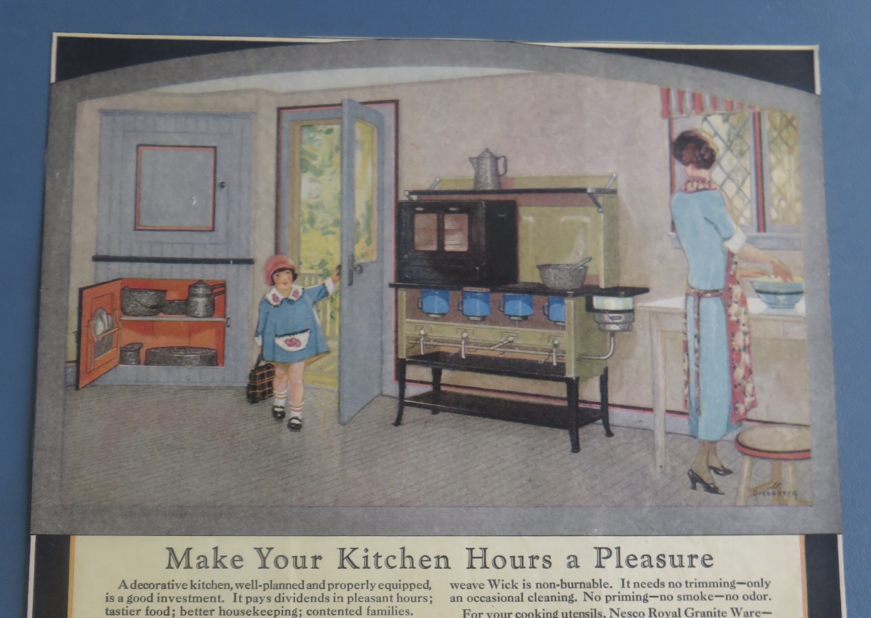 1925 Nesco Oil Cook Stove with Woman Cooking