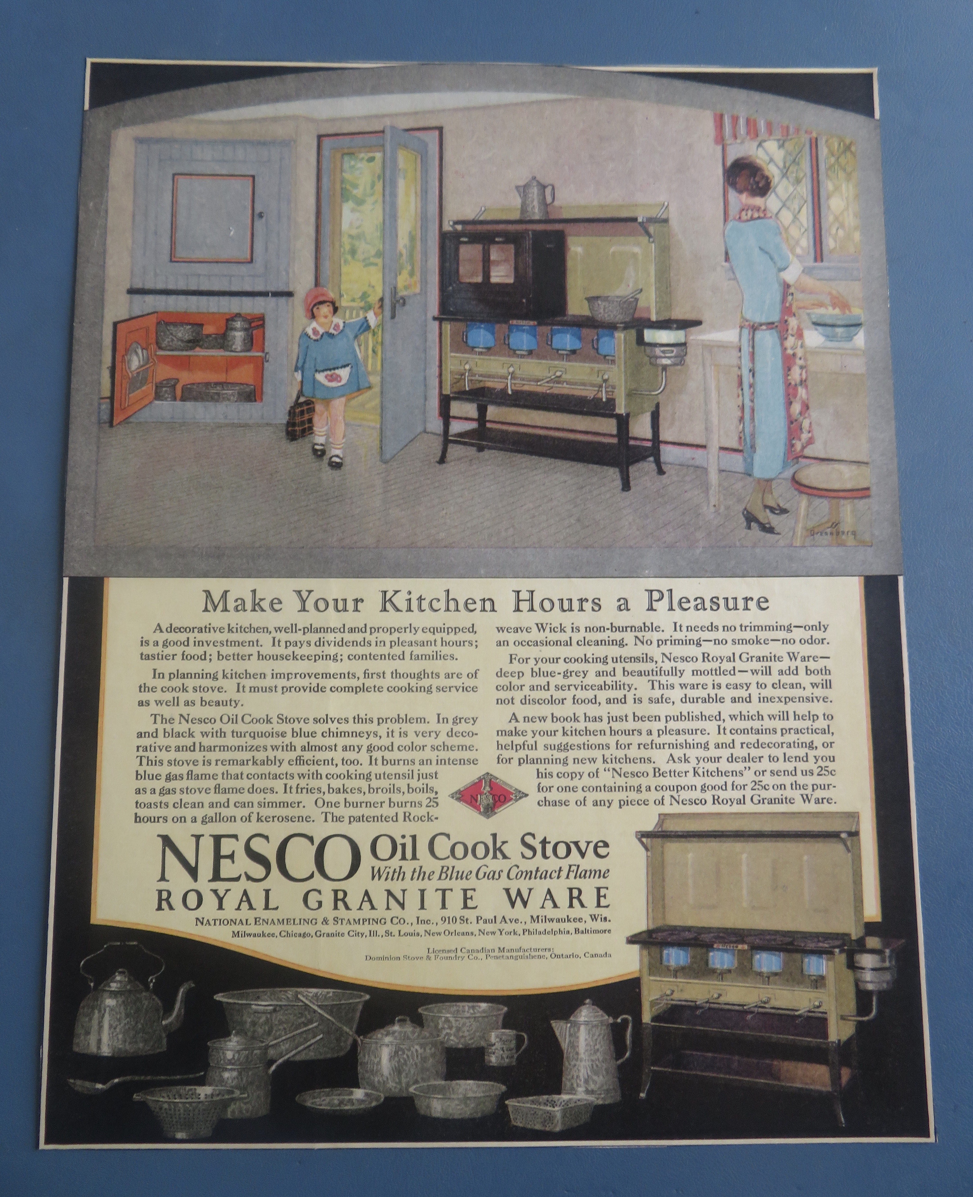 1925 Nesco Oil Cook Stove with Woman Cooking